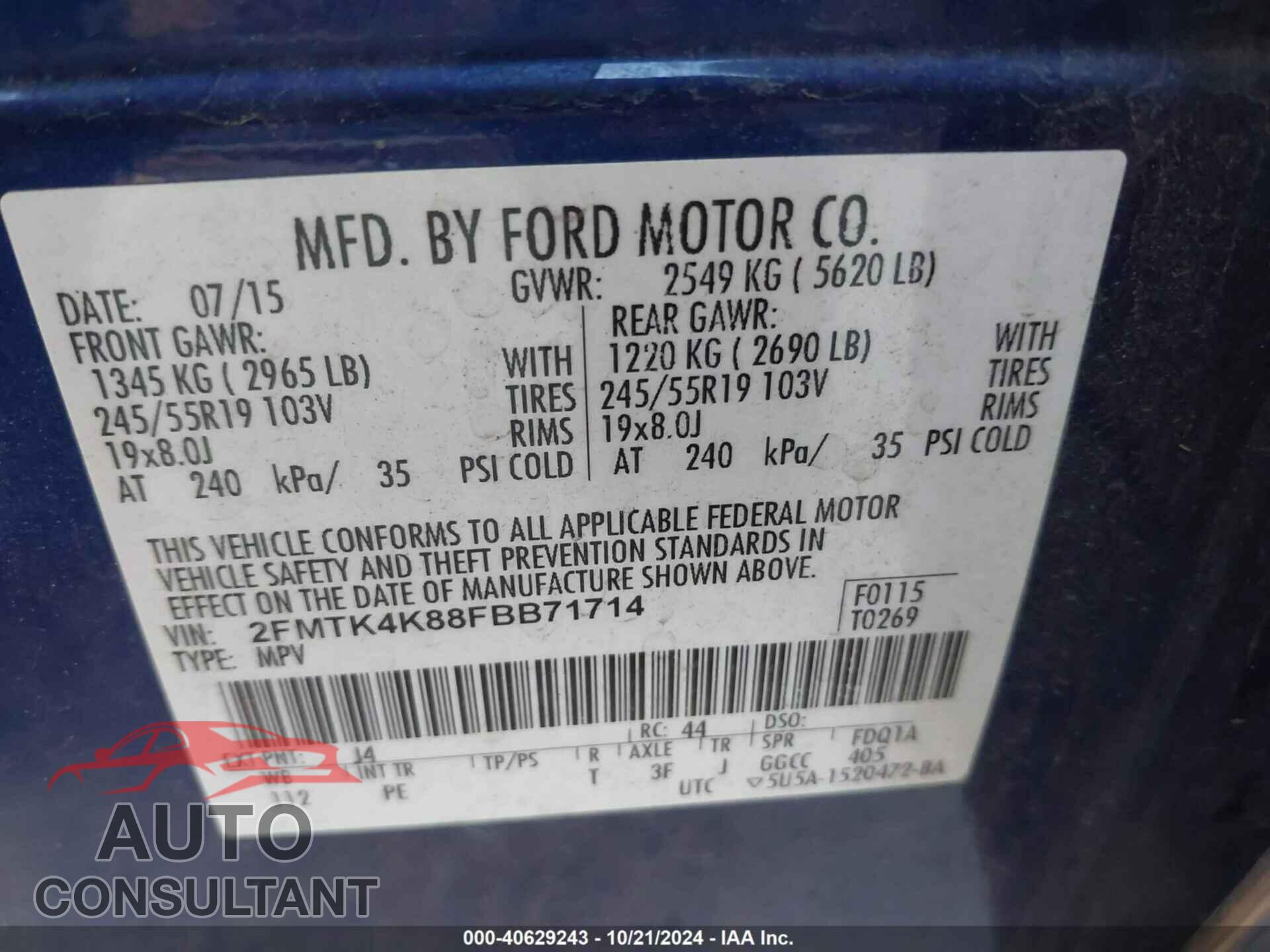 FORD EDGE 2015 - 2FMTK4K88FBB71714