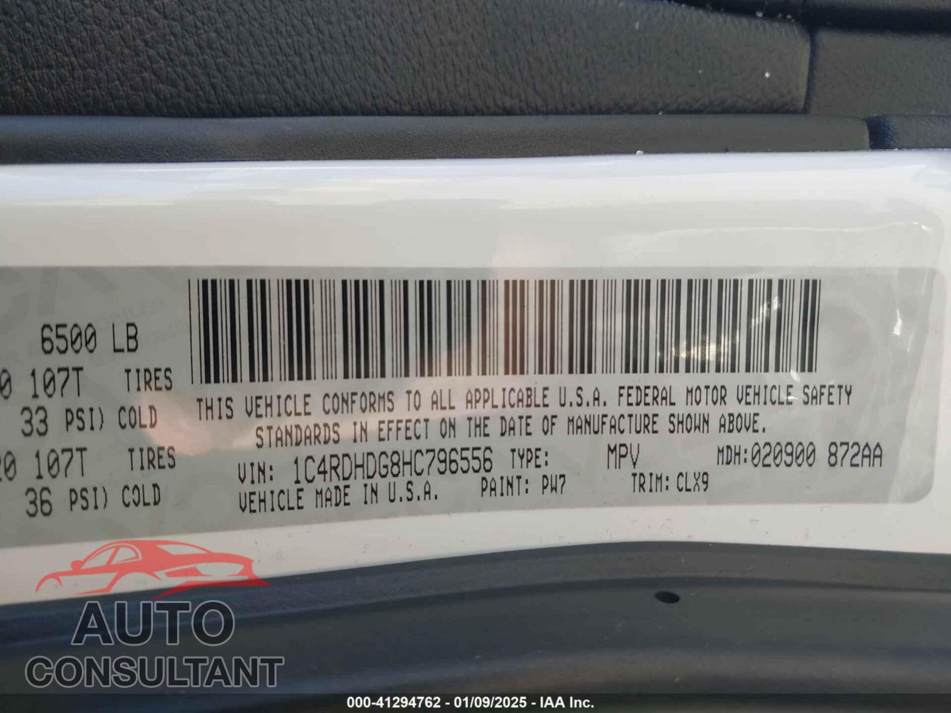 DODGE DURANGO 2017 - 1C4RDHDG8HC796556