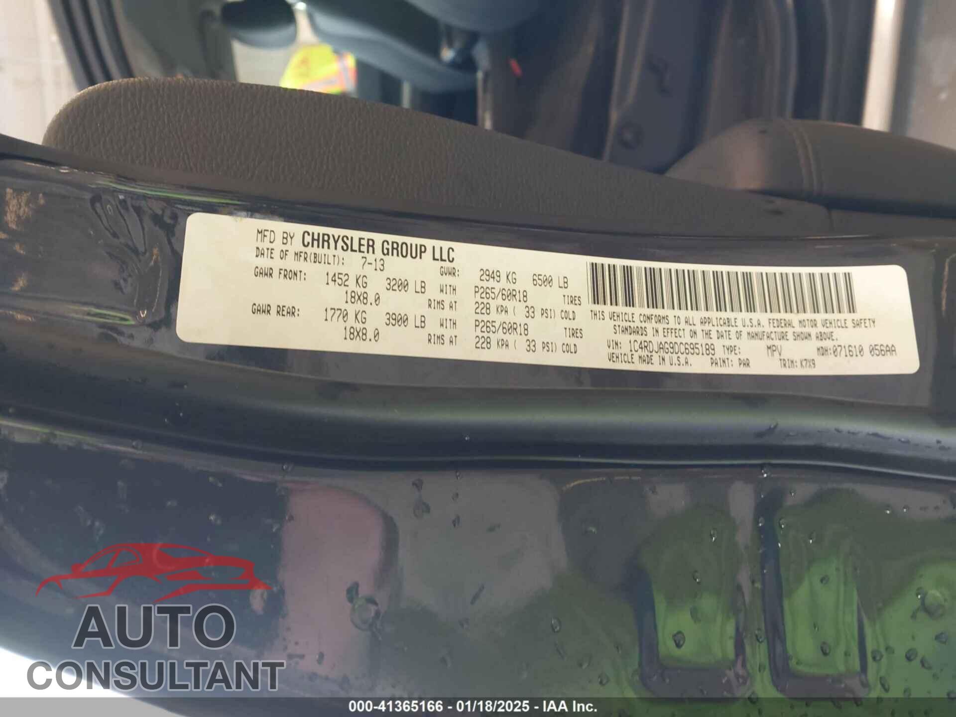 DODGE DURANGO 2013 - 1C4RDJAG9DC695189