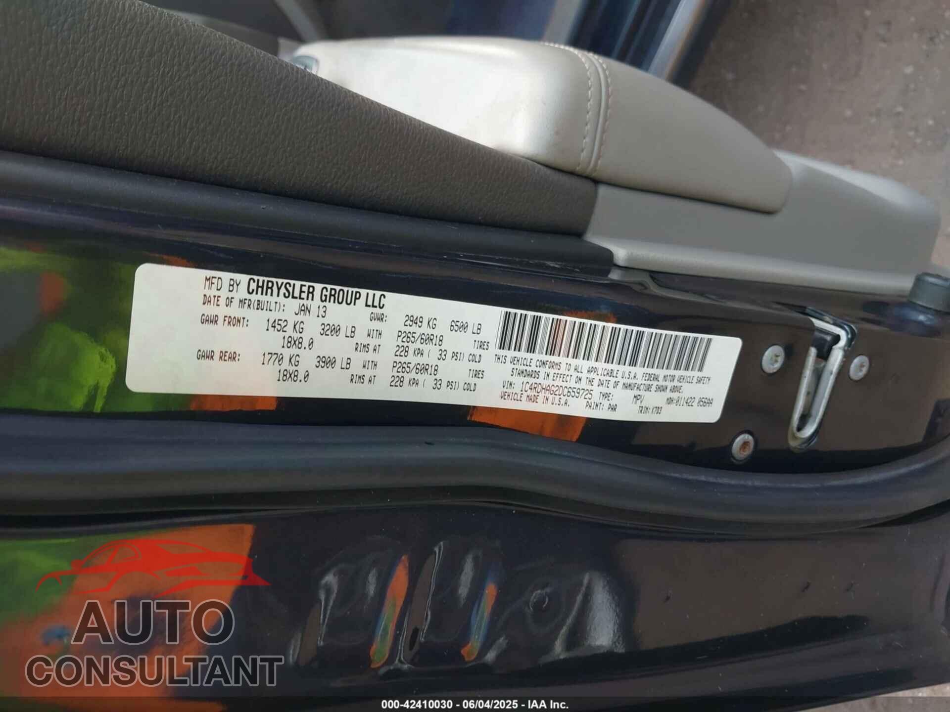 DODGE DURANGO 2013 - 1C4RDHAG2DC659725