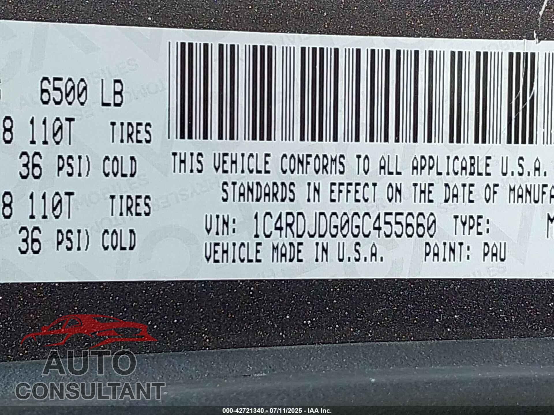 DODGE DURANGO 2016 - 1C4RDJDG0GC455660