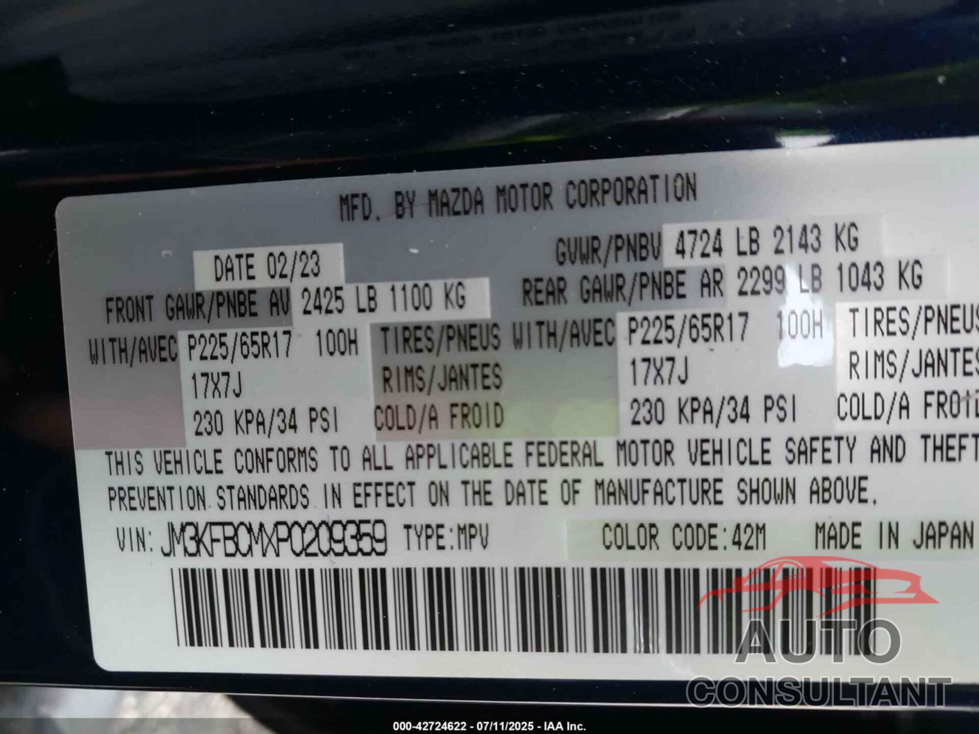 MAZDA CX-5 2023 - JM3KFBCMXP0209359