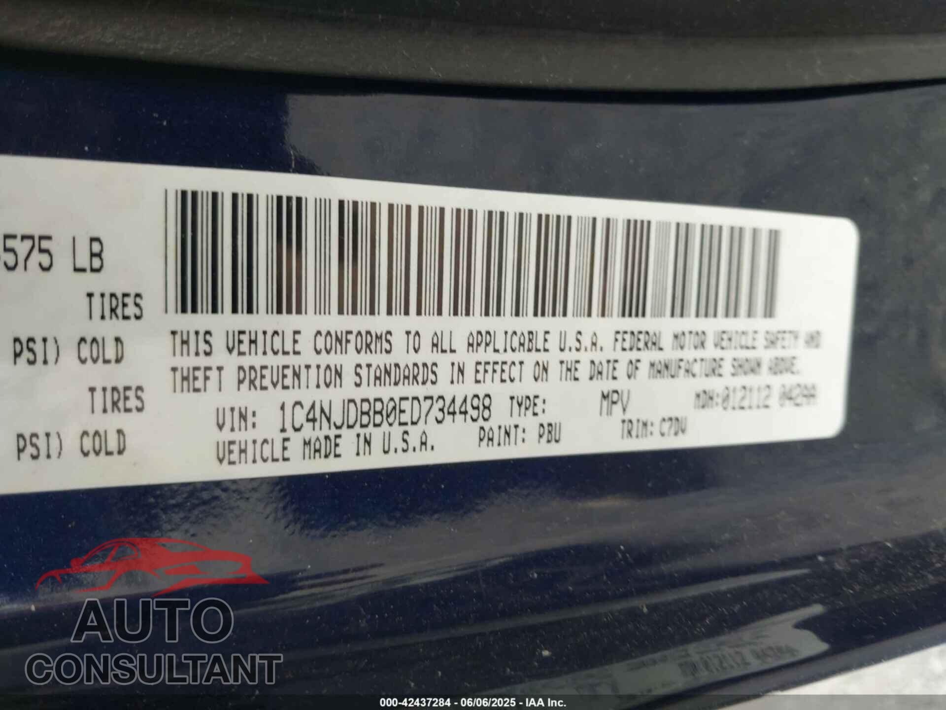 JEEP COMPASS 2014 - 1C4NJDBB0ED734498