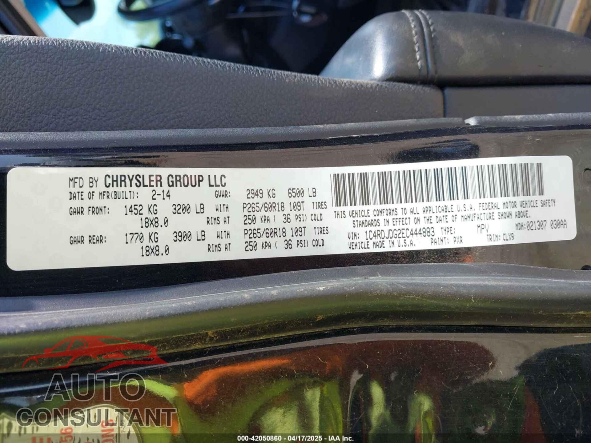 DODGE DURANGO 2014 - 1C4RDJDG2EC444883