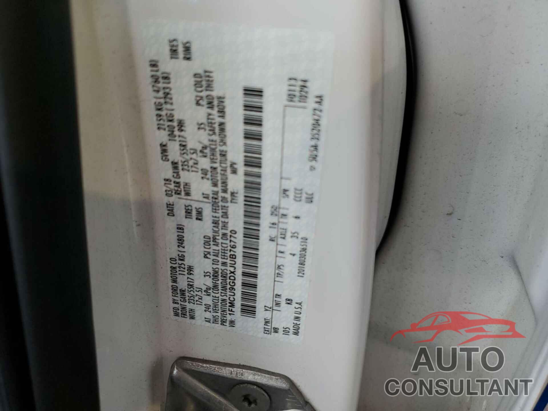 FORD ESCAPE 2018 - 1FMCU9GDXJUB76770