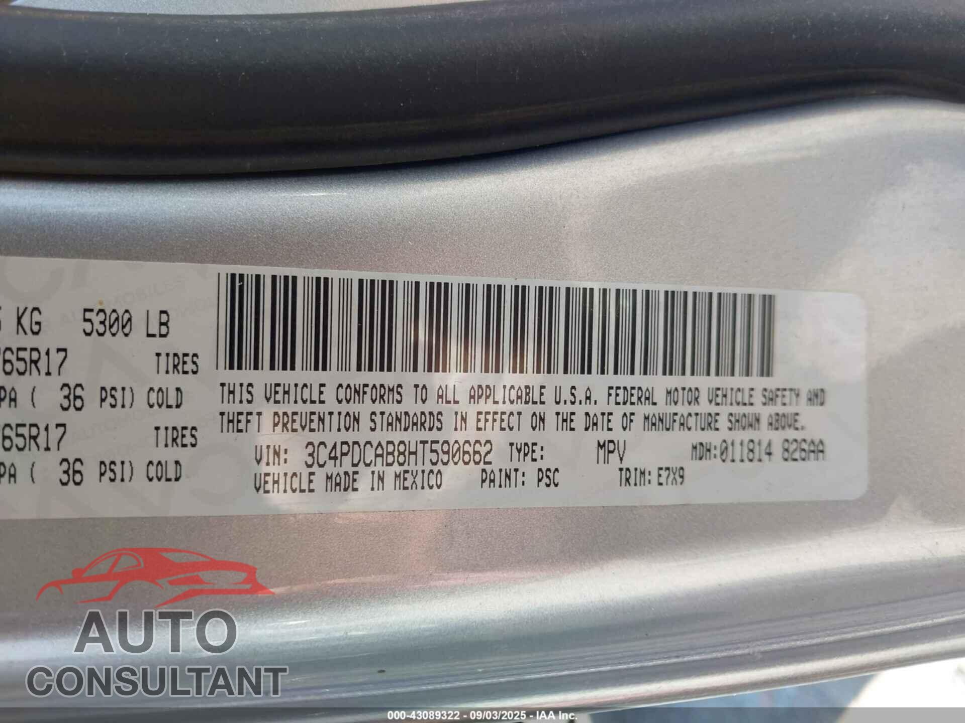 DODGE JOURNEY 2017 - 3C4PDCAB8HT590662