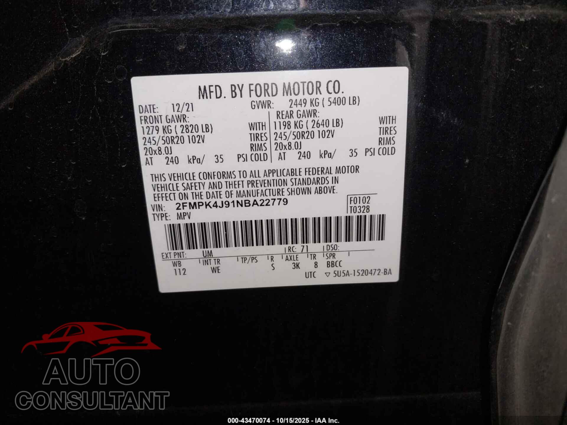 FORD EDGE 2022 - 2FMPK4J91NBA22779