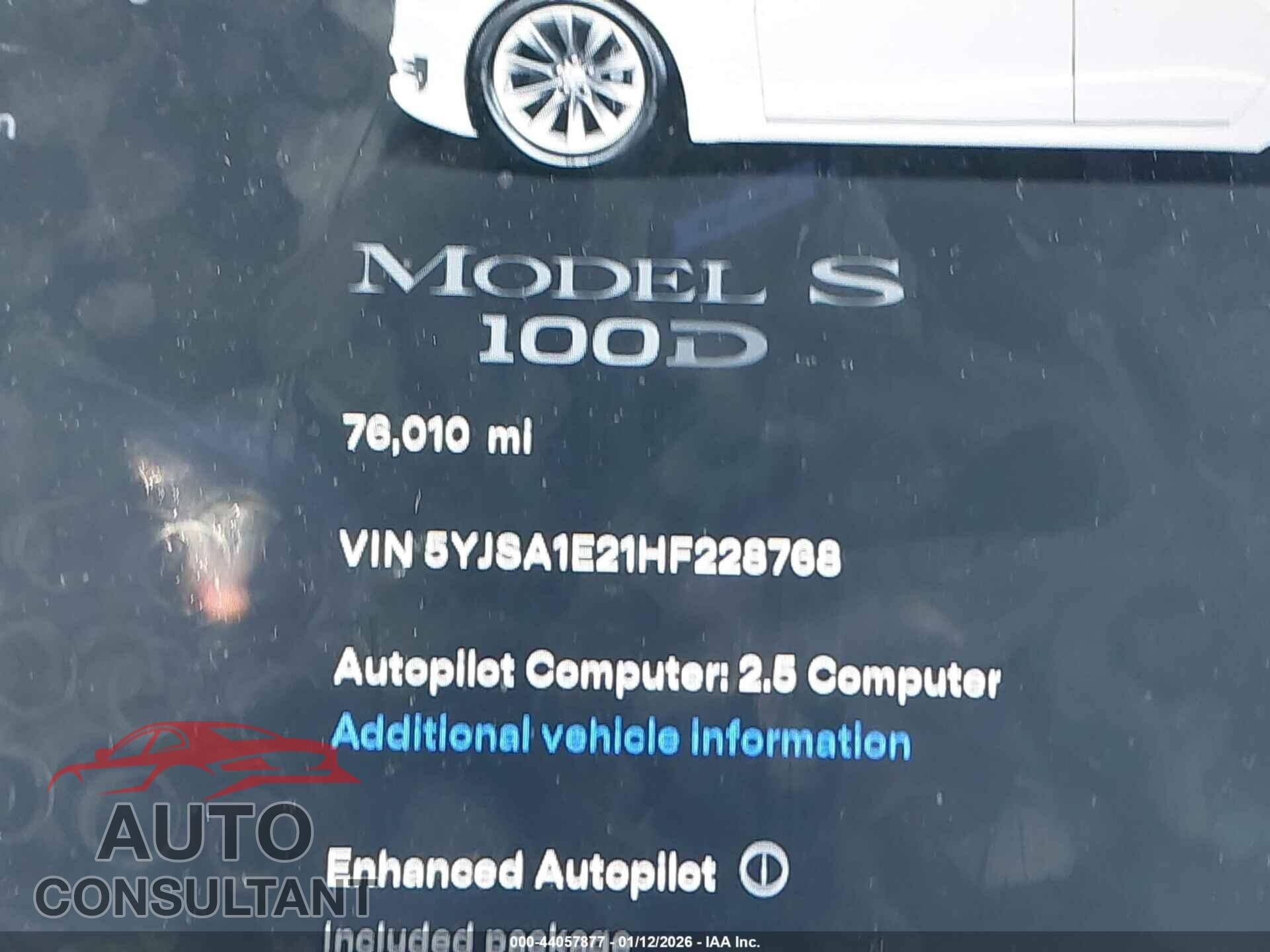 TESLA MODEL S 2017 - 5YJSA1E21HF228768