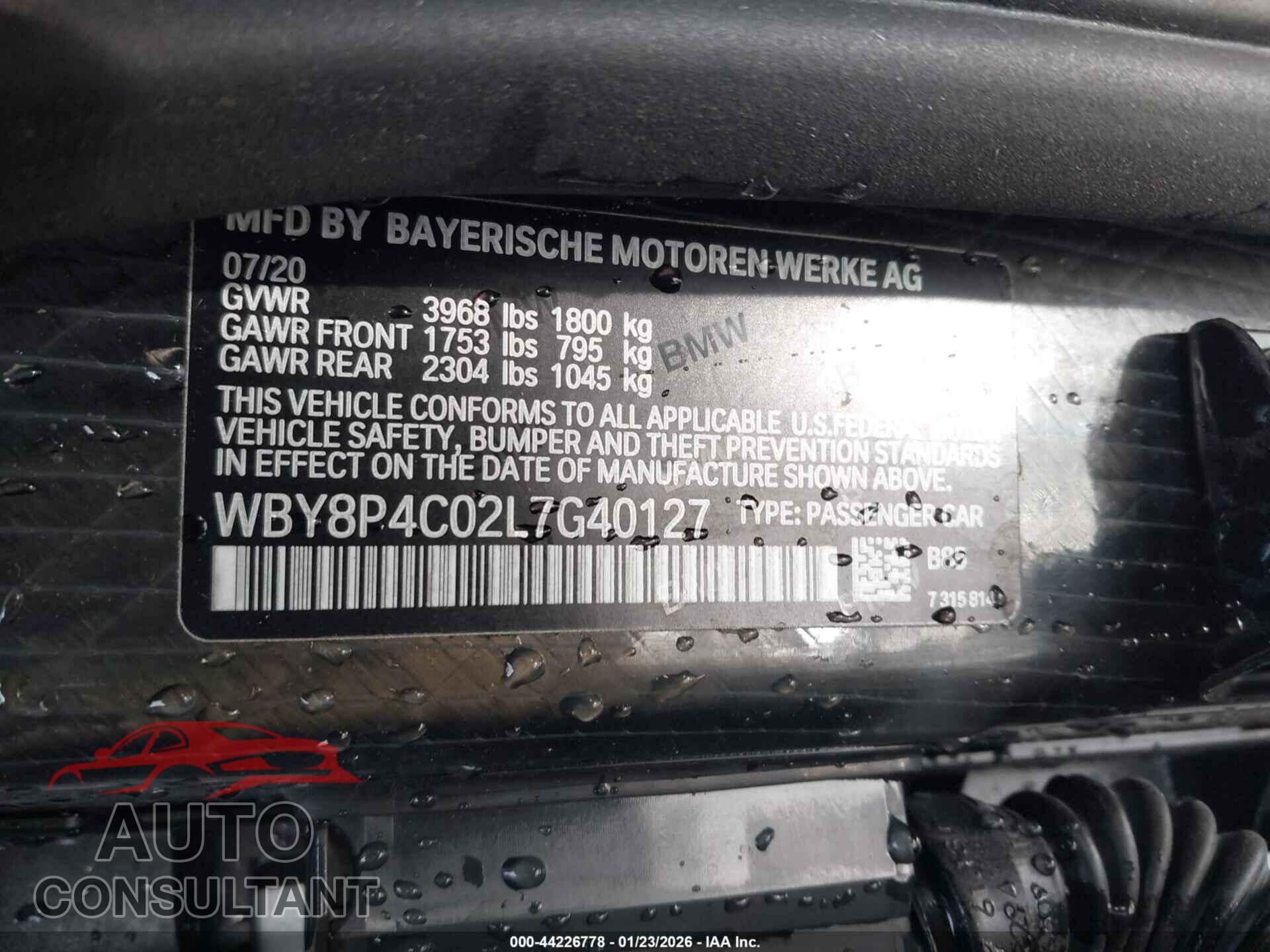 BMW I3 2020 - WBY8P4C02L7G40127