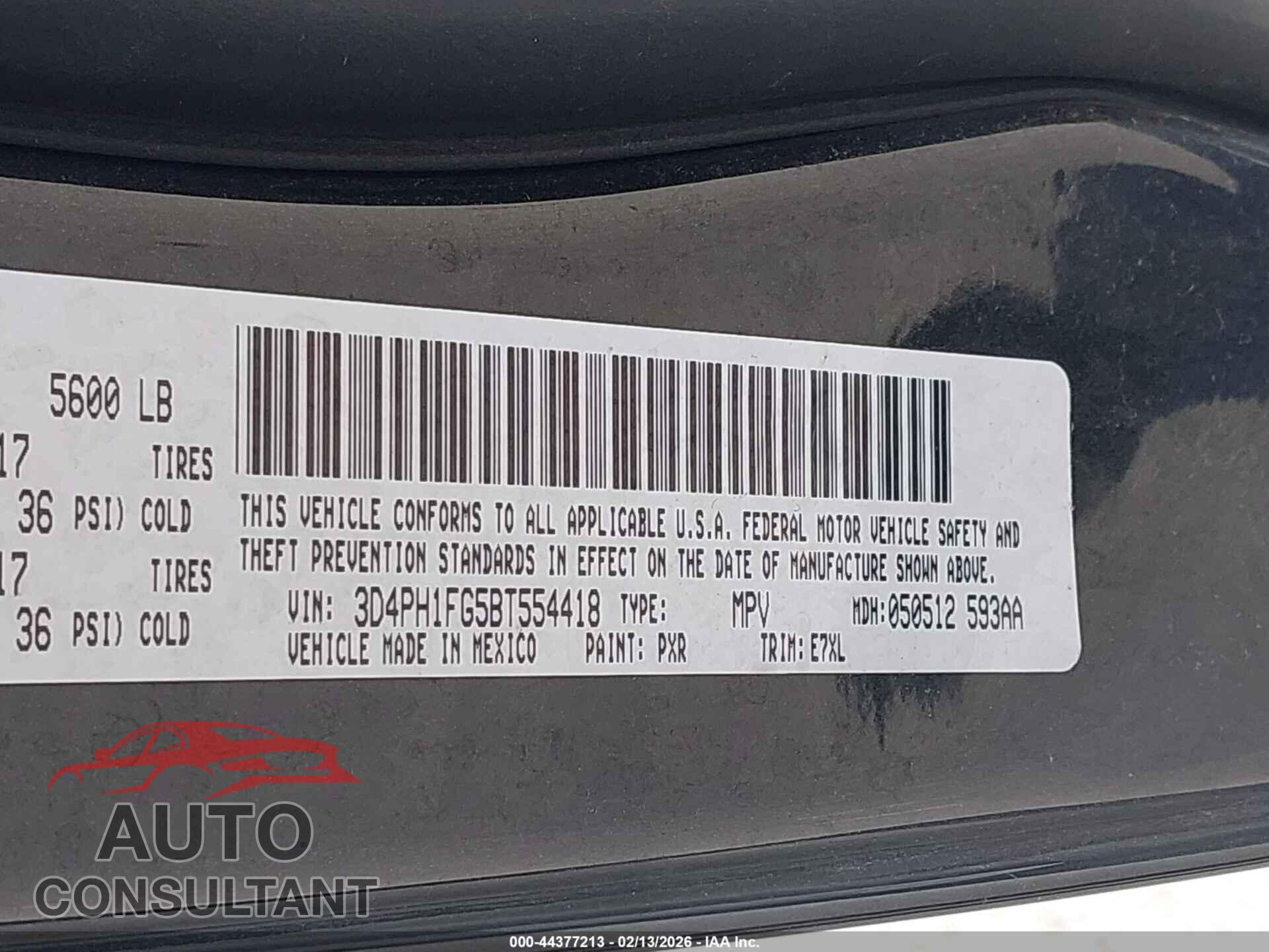 DODGE JOURNEY 2011 - 3D4PH1FG5BT554418