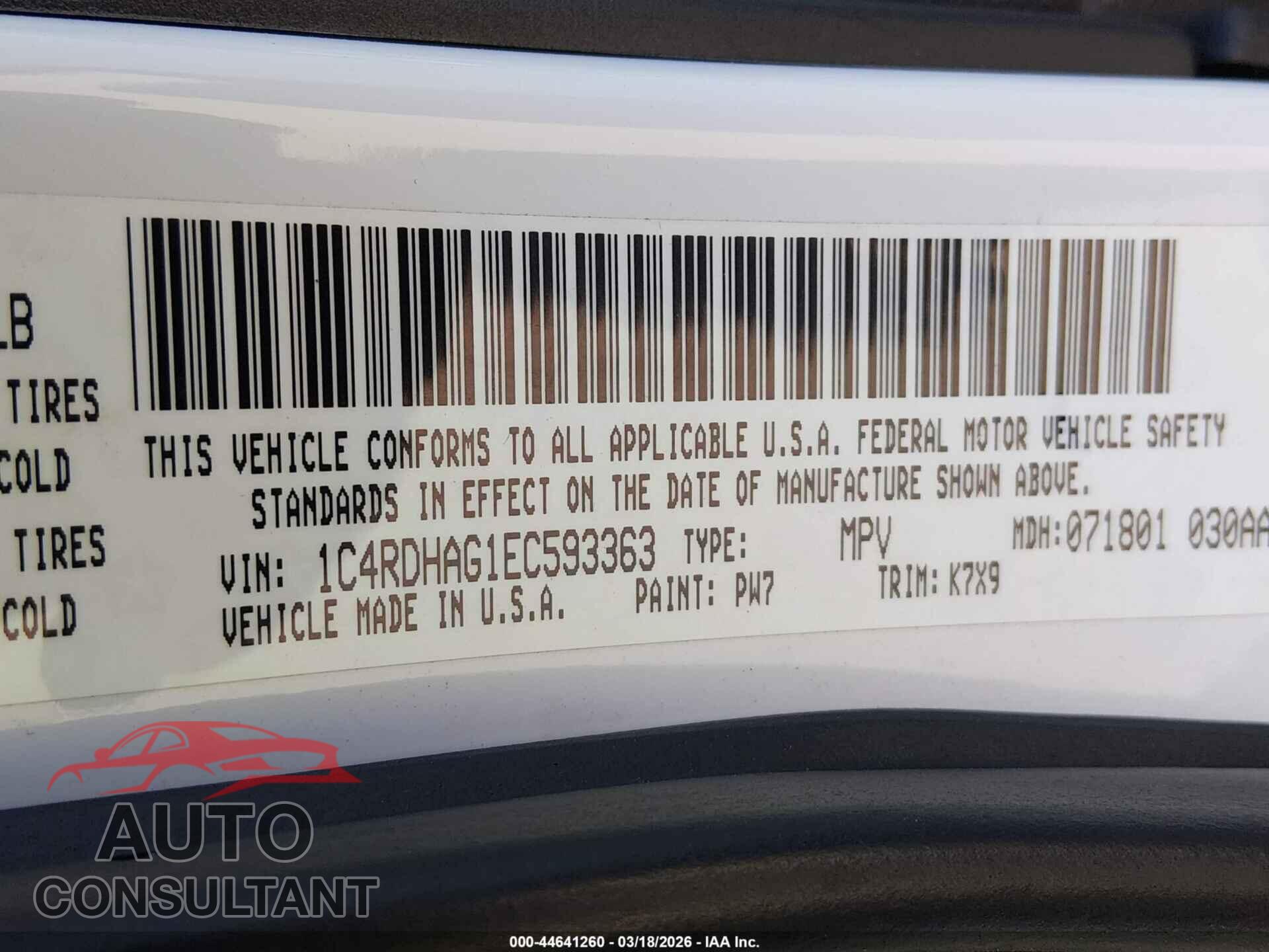 DODGE DURANGO 2014 - 1C4RDHAG1EC593363
