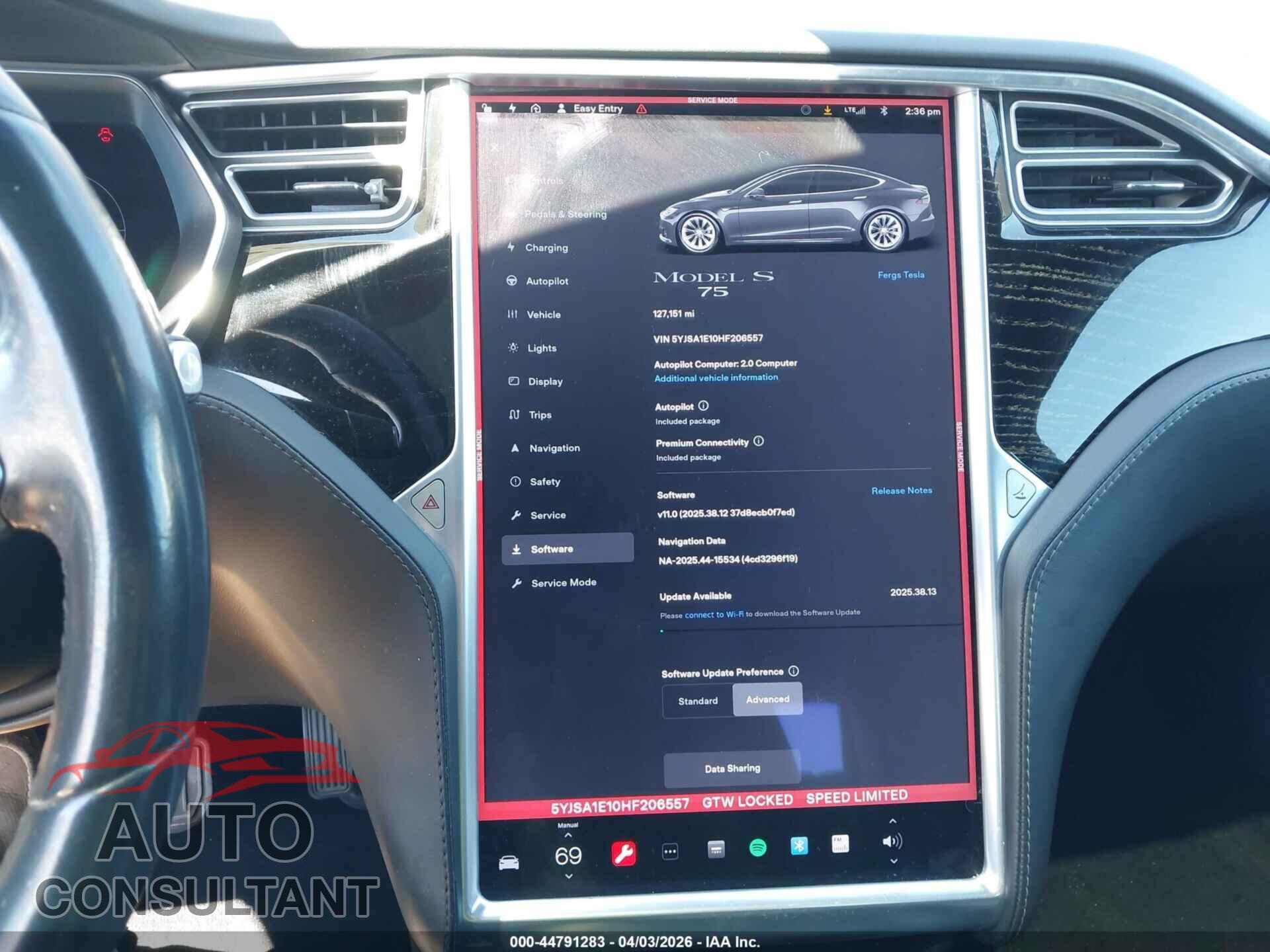 TESLA MODEL S 2017 - 5YJSA1E10HF206557