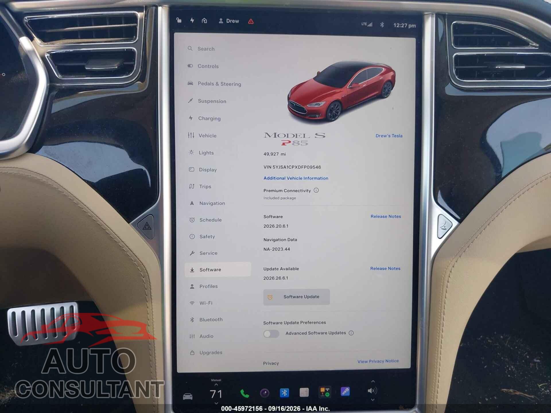 TESLA MODEL S 2013 - 5YJSA1CPXDFP09546