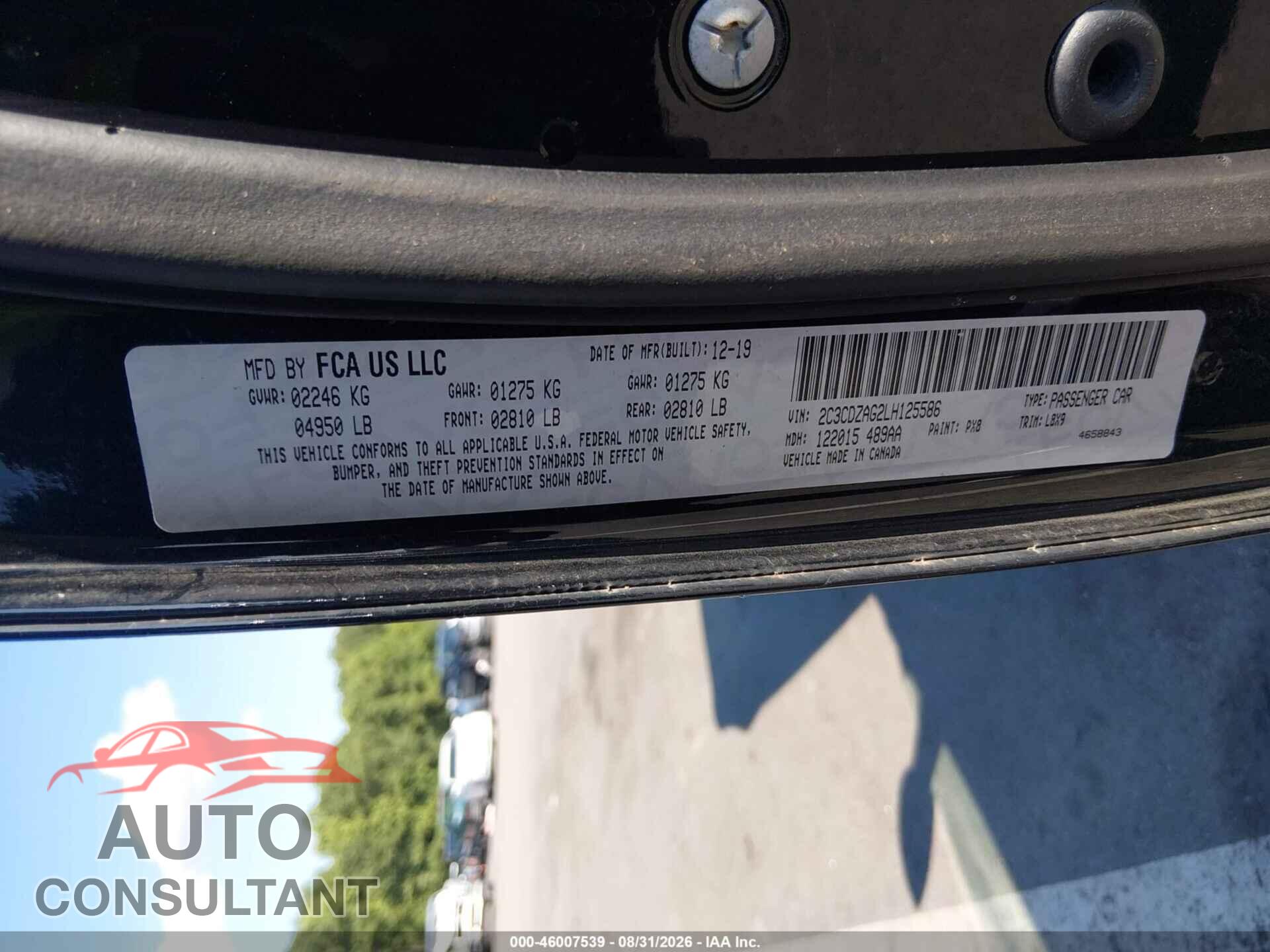 DODGE CHALLENGER 2020 - 2C3CDZAG2LH125586