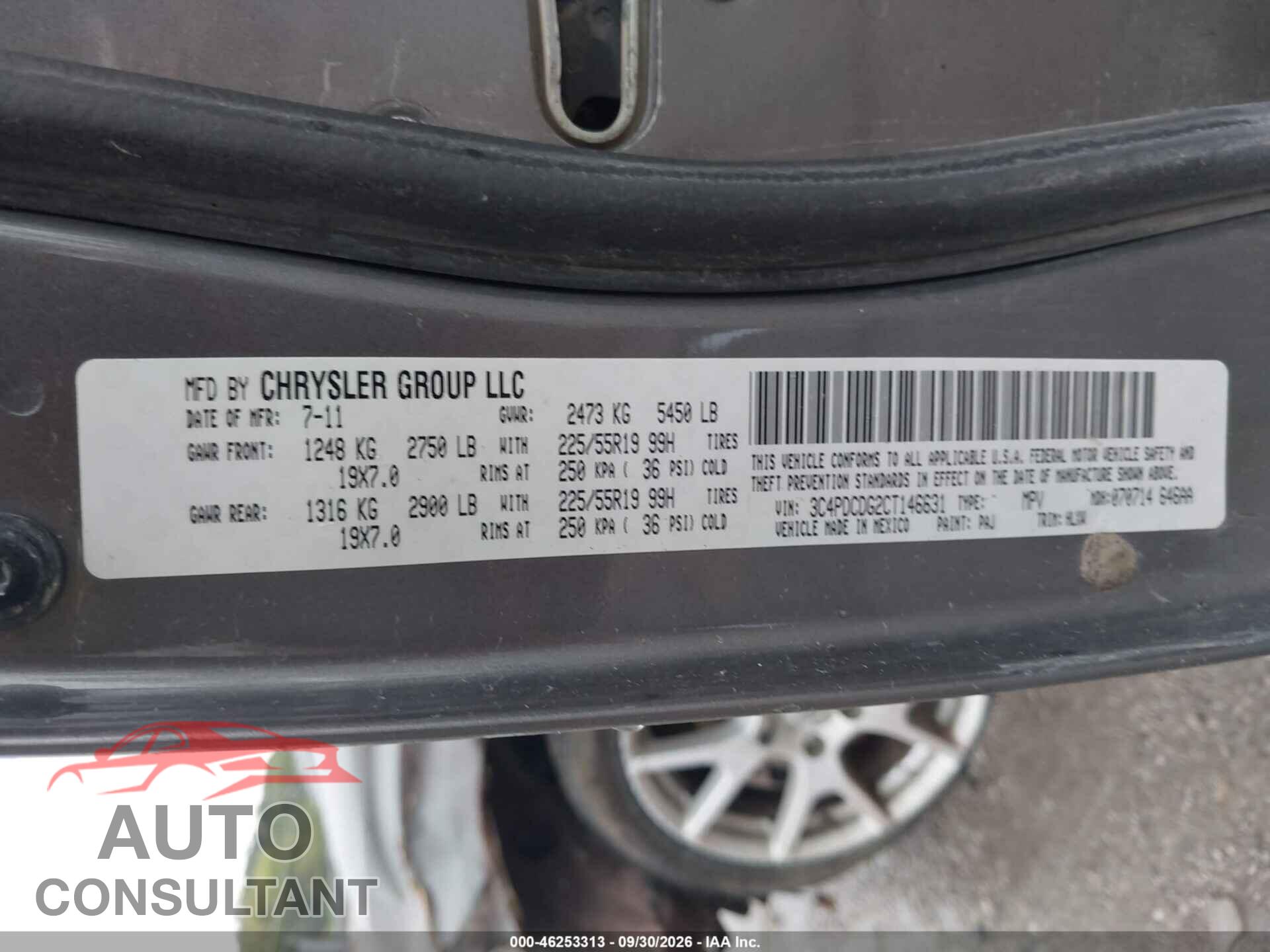 DODGE JOURNEY 2012 - 3C4PDCDG2CT146631