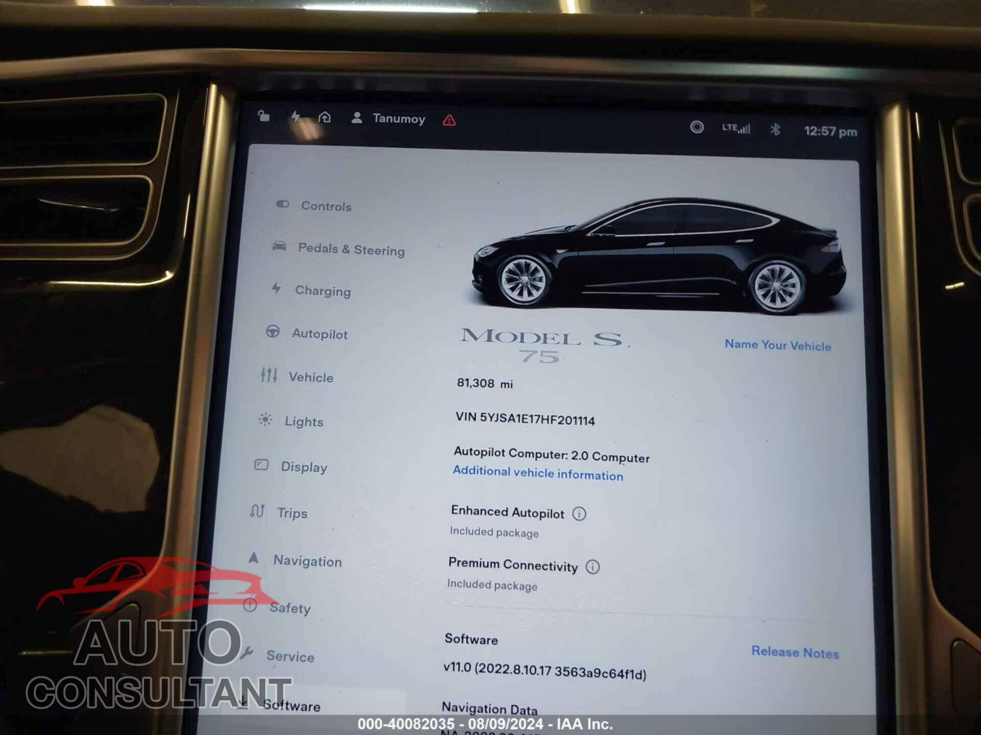 TESLA MODEL S 2017 - 5YJSA1E17HF201114
