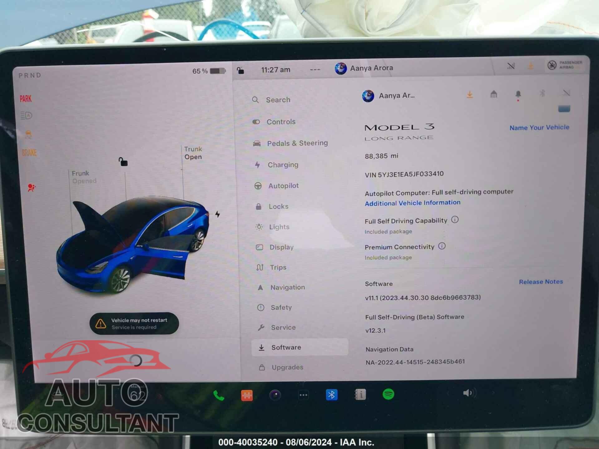 TESLA MODEL 3 2018 - 5YJ3E1EA5JF033410