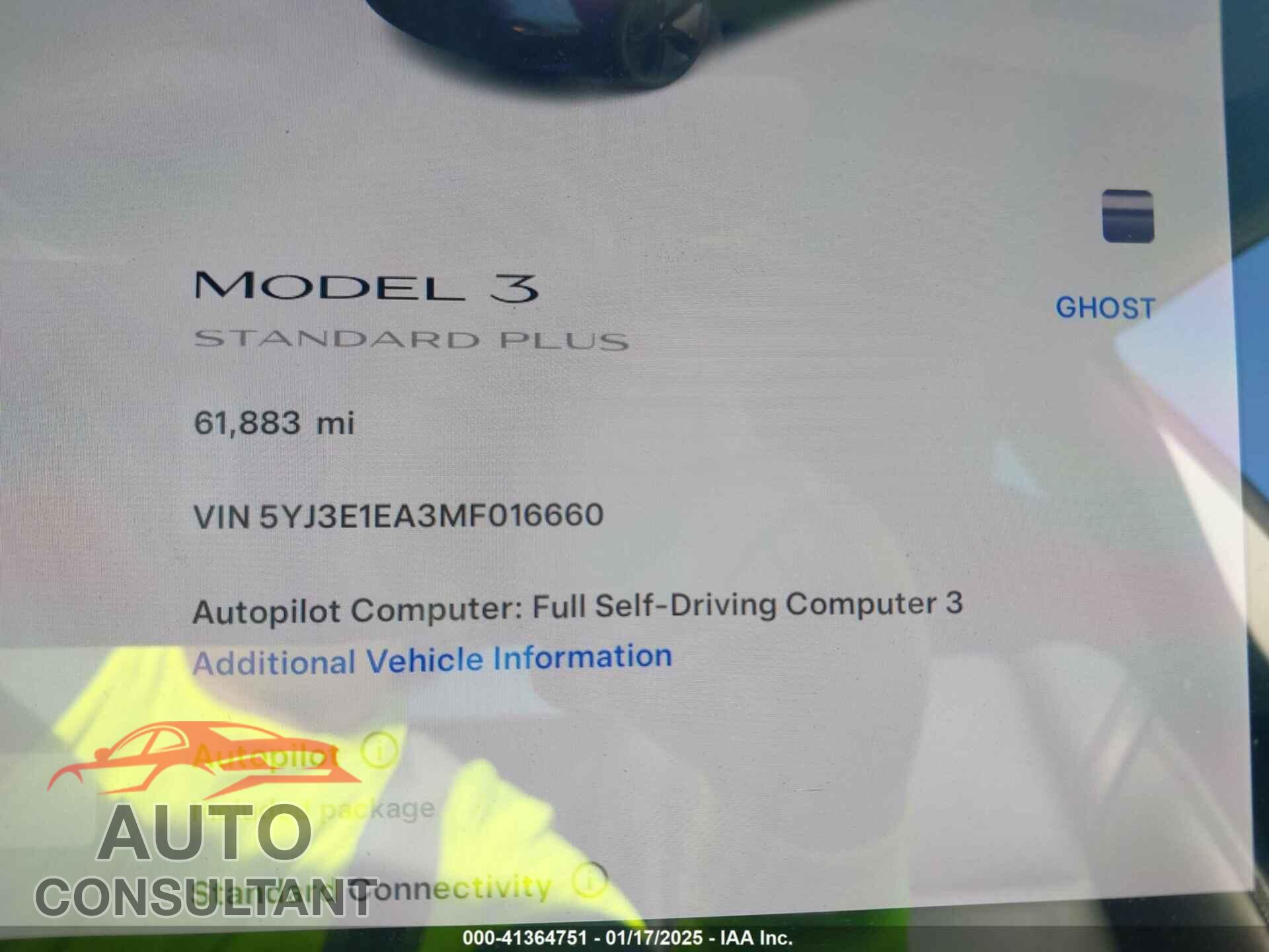 TESLA MODEL 3 2021 - 5YJ3E1EA3MF016660