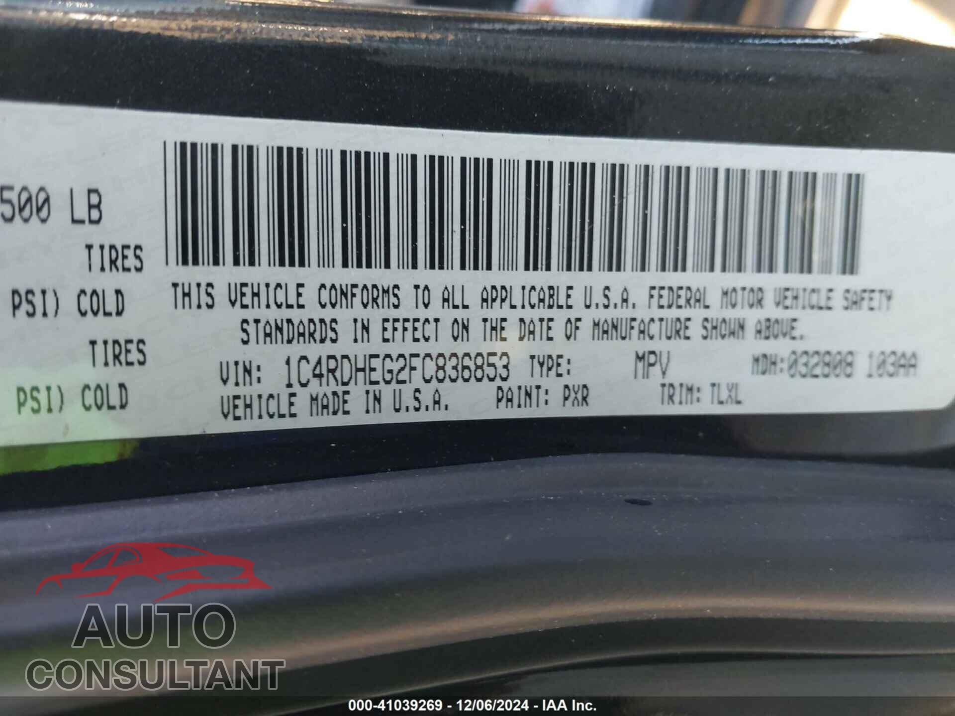 DODGE DURANGO 2015 - 1C4RDHEG2FC836853