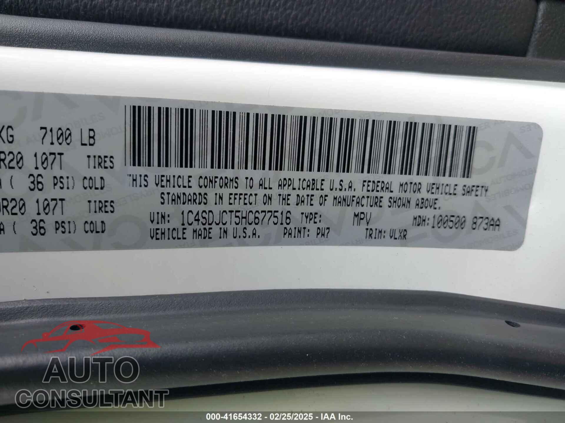 DODGE DURANGO 2017 - 1C4SDJCT5HC677516