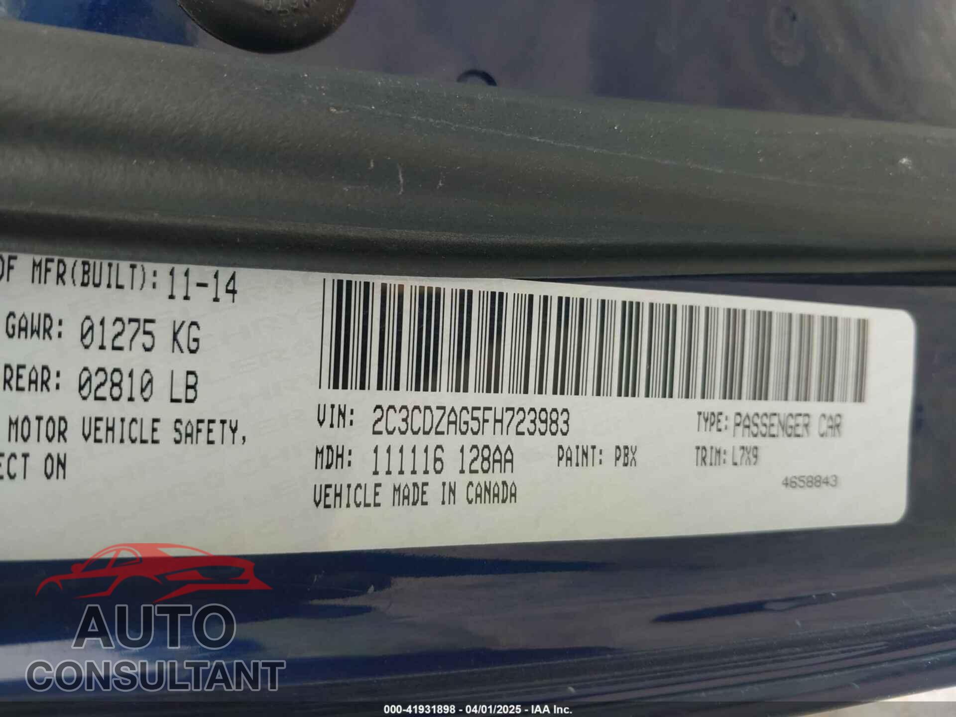 DODGE CHALLENGER 2015 - 2C3CDZAG5FH723983