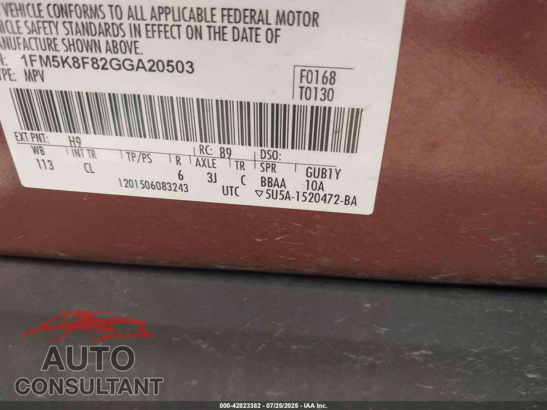 FORD EXPLORER 2016 - 1FM5K8F82GGA20503