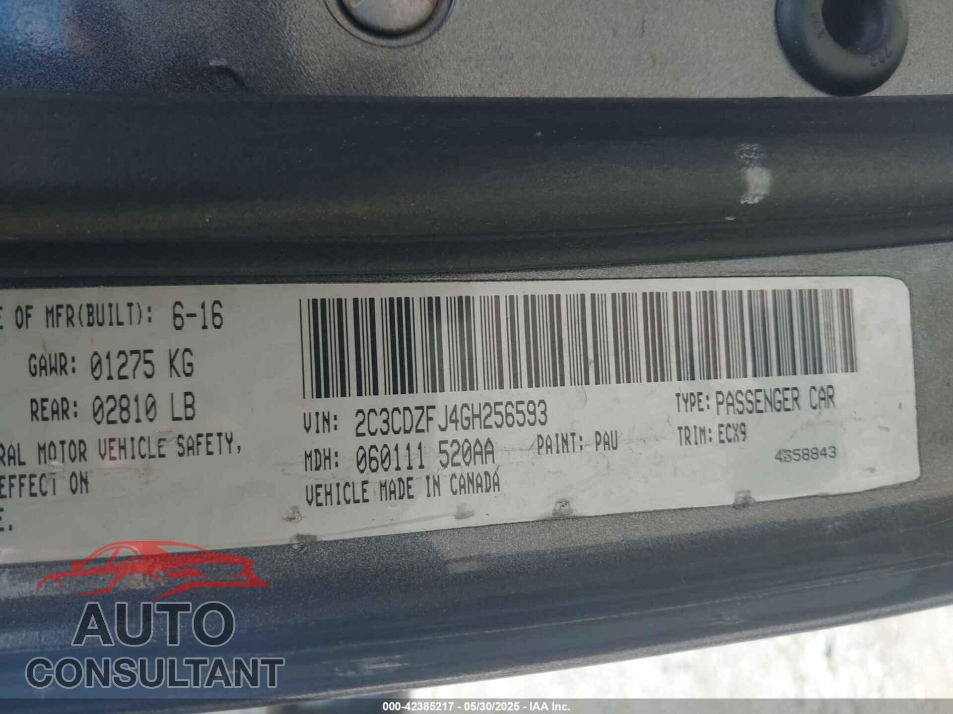 DODGE CHALLENGER 2016 - 2C3CDZFJ4GH256593