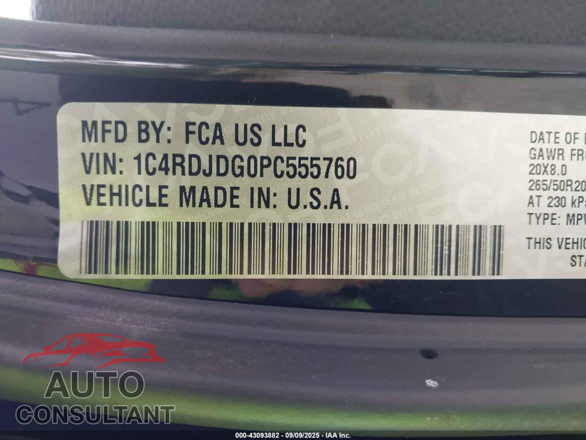 DODGE DURANGO 2023 - 1C4RDJDG0PC555760