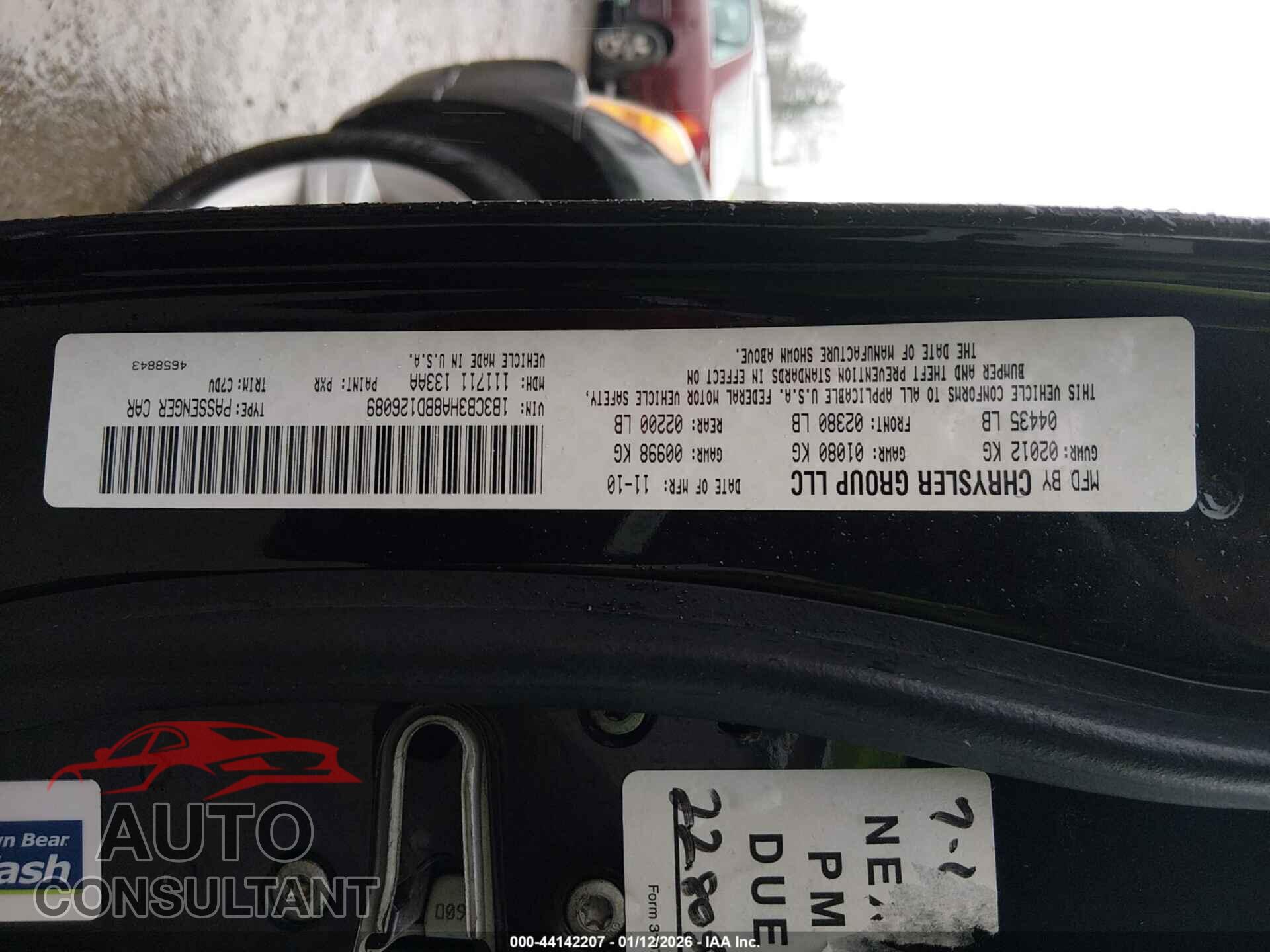 DODGE CALIBER 2011 - 1B3CB3HA8BD126089