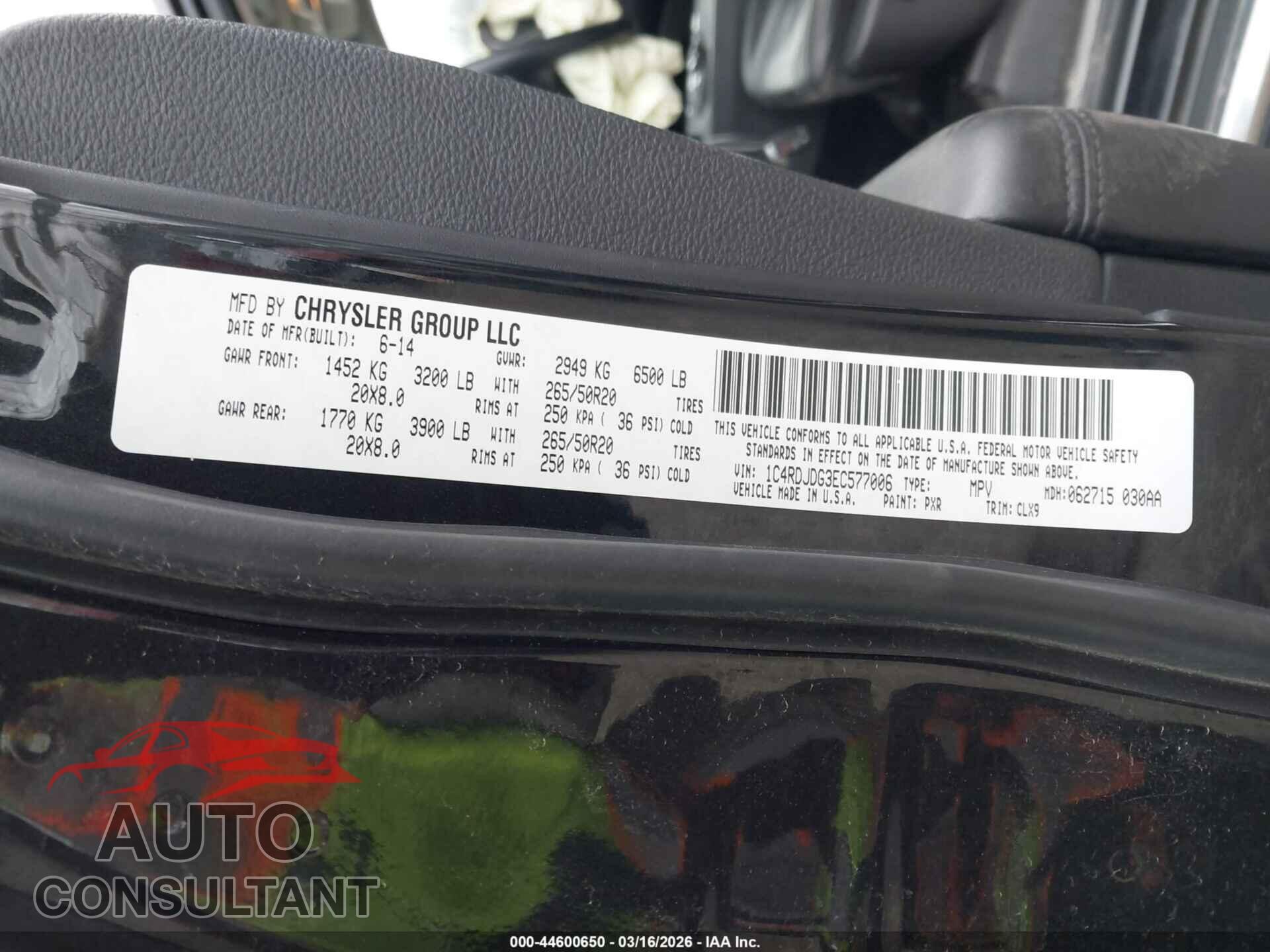 DODGE DURANGO 2014 - 1C4RDJDG3EC577006