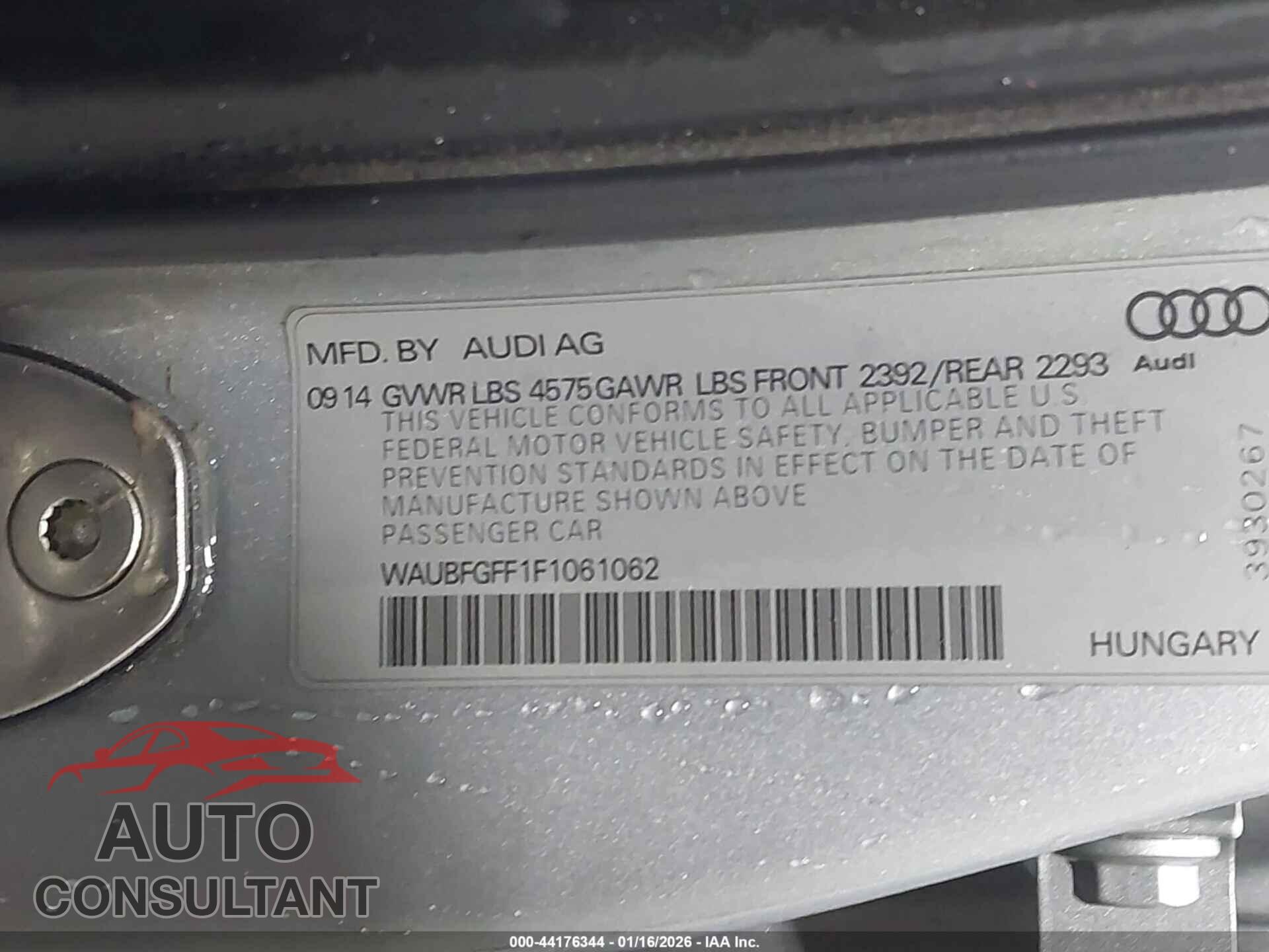 AUDI A3 2015 - WAUBFGFF1F1061062