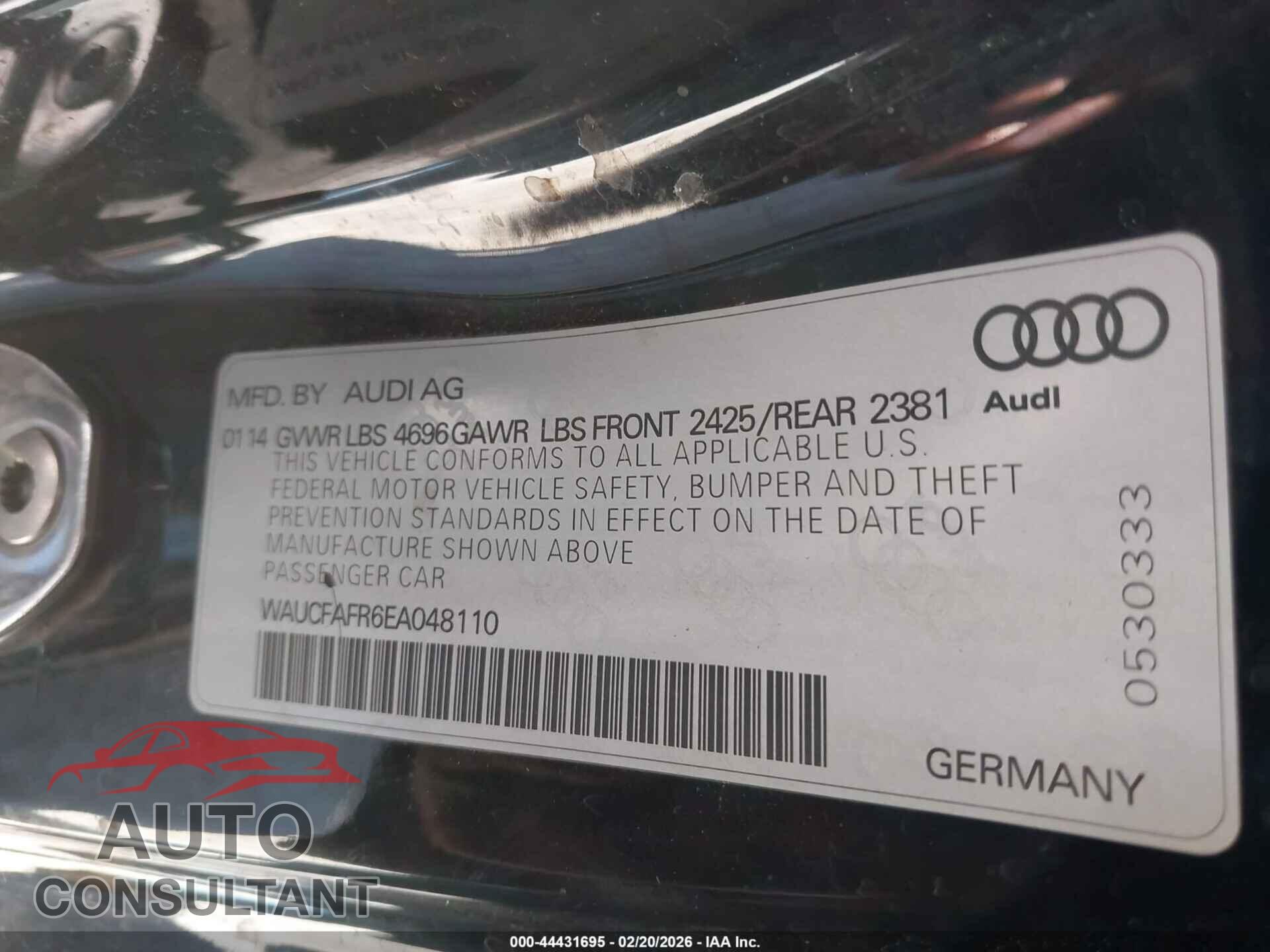 AUDI A5 2014 - WAUCFAFR6EA048110