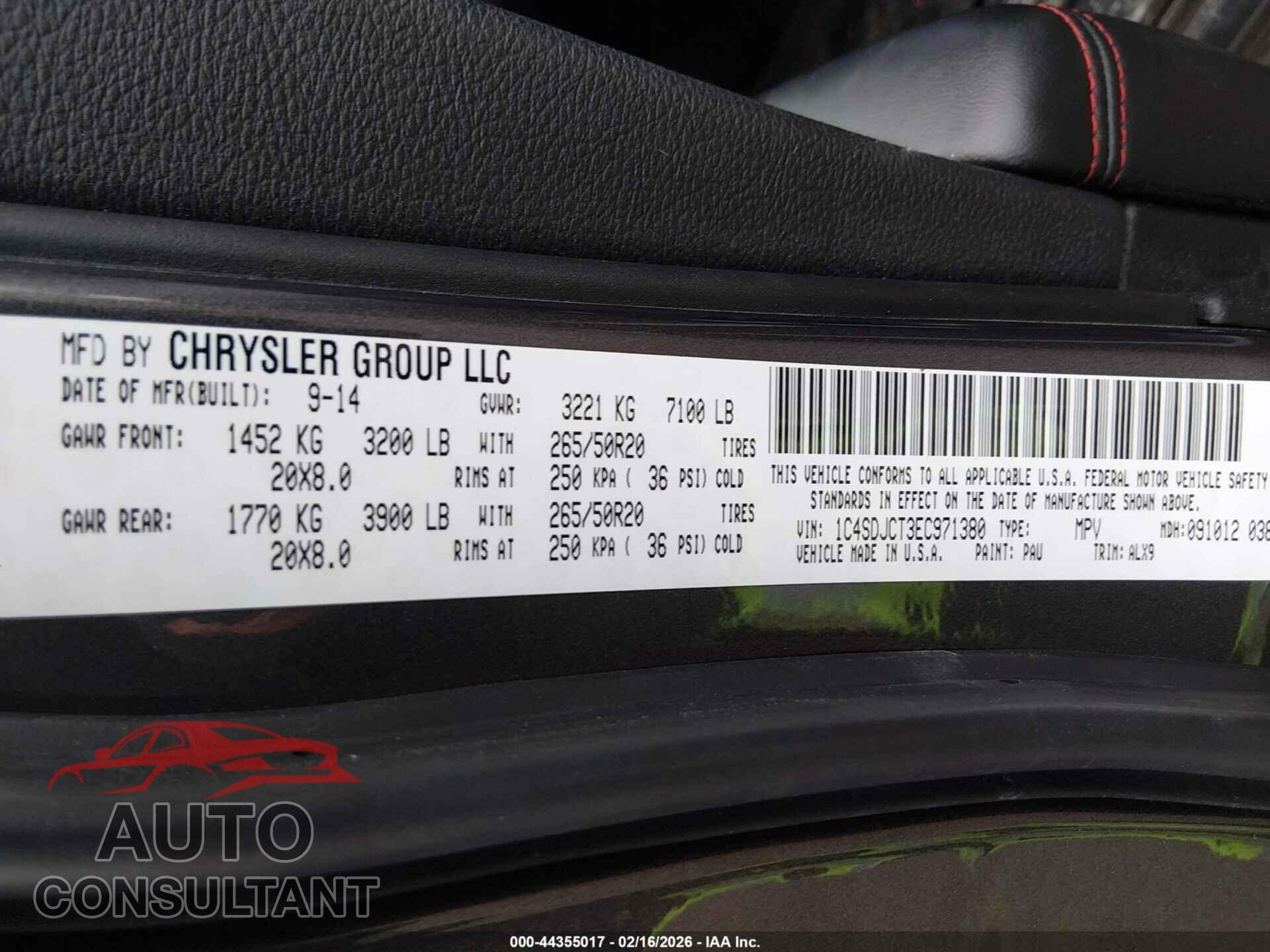 DODGE DURANGO 2014 - 1C4SDJCT3EC971380