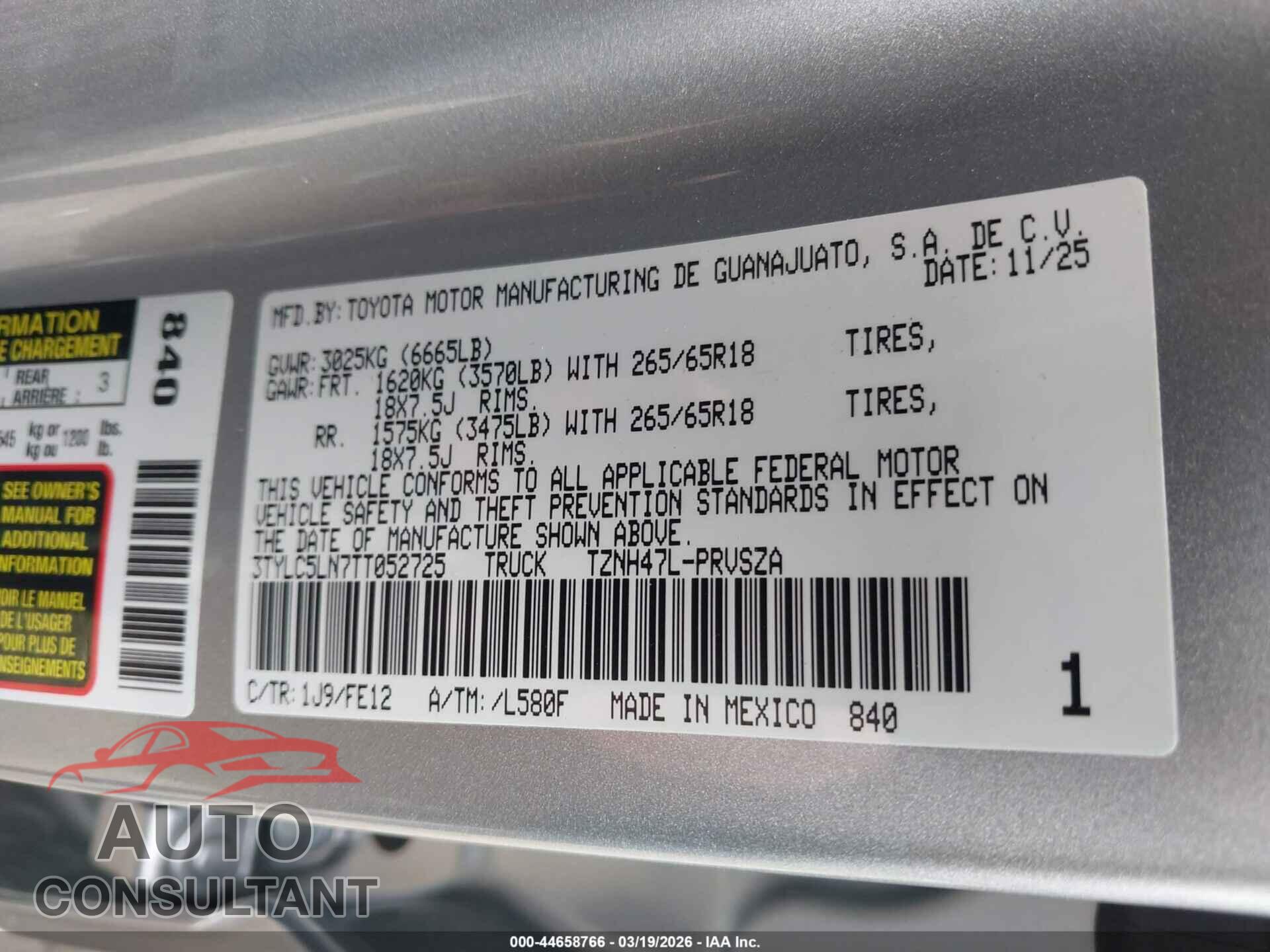 TOYOTA TACOMA HYBRID 2026 - 3TYLC5LN7TT052725