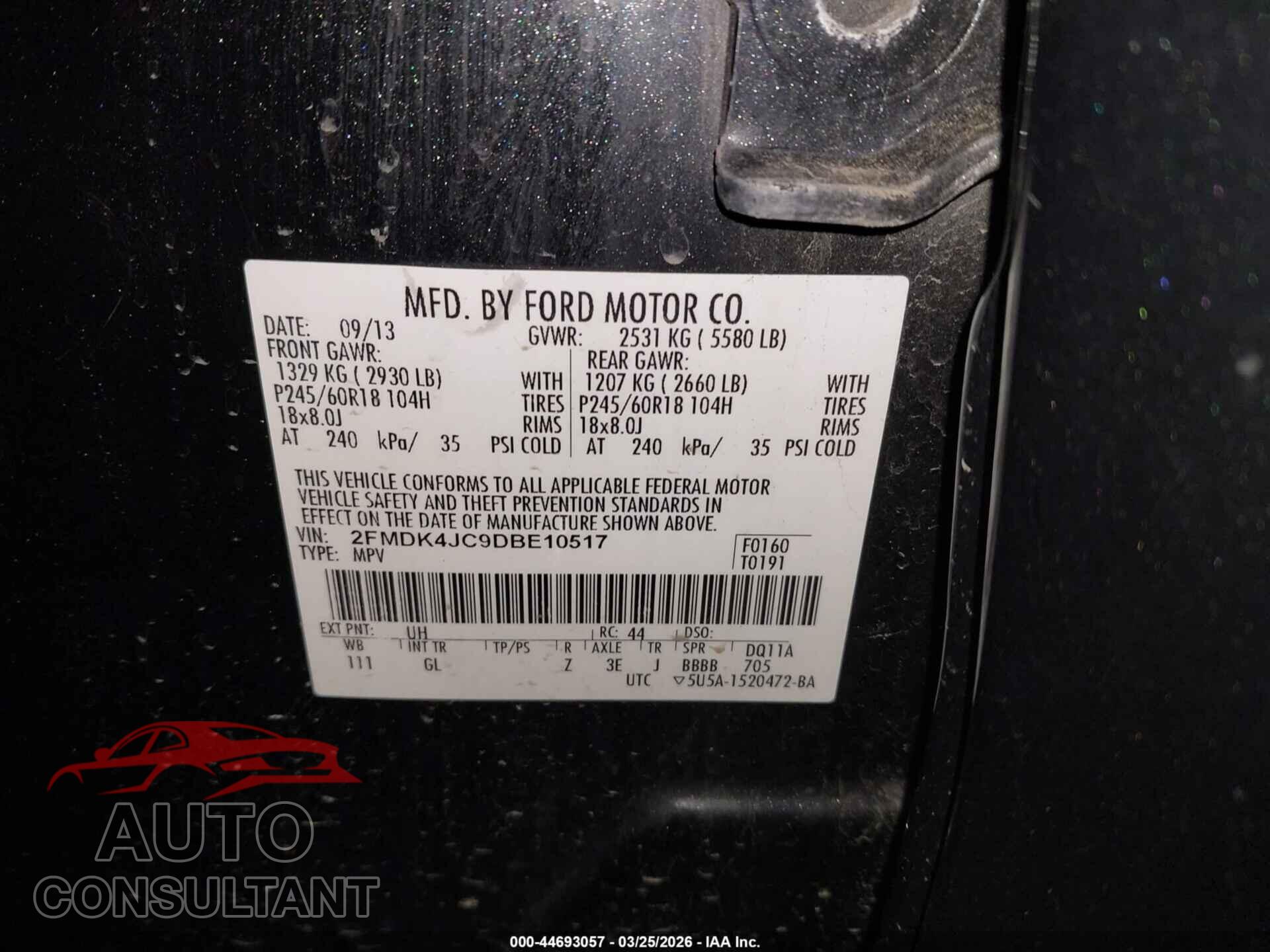 FORD EDGE 2013 - 2FMDK4JC9DBE10517