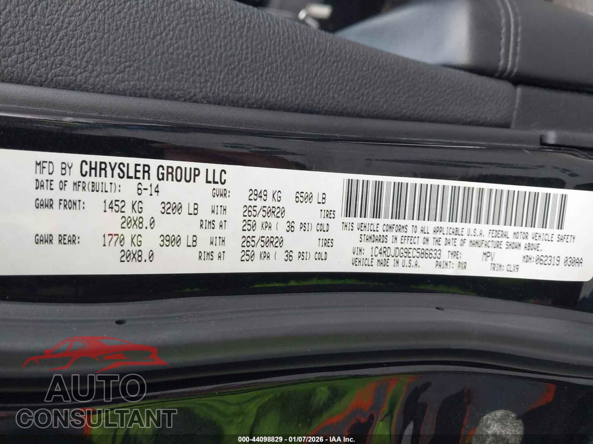 DODGE DURANGO 2014 - 1C4RDJDG9EC586633