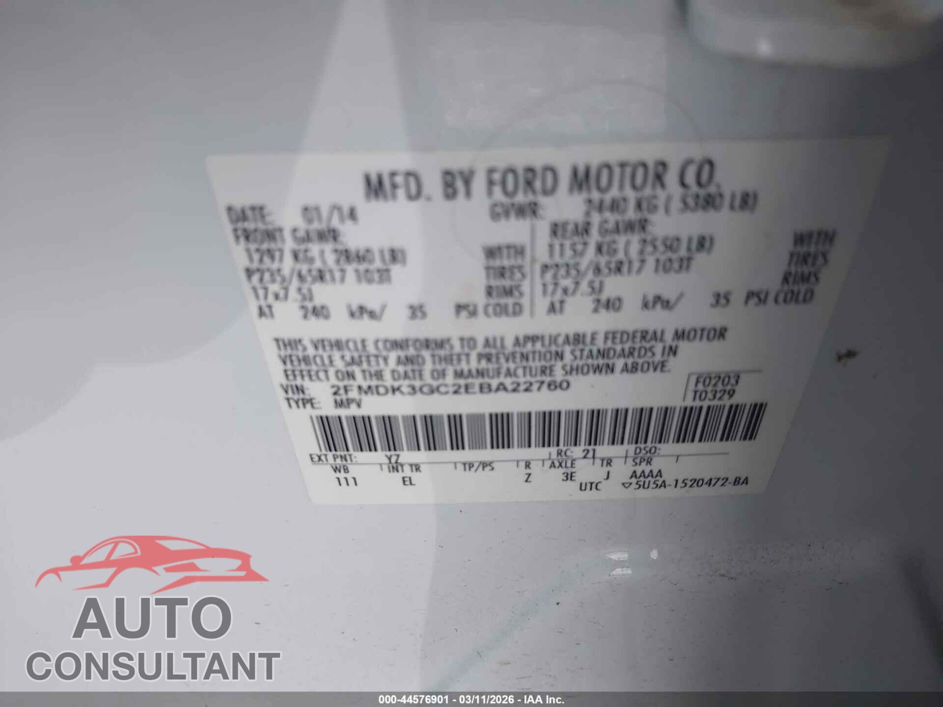 FORD EDGE 2014 - 2FMDK3GC2EBA22760