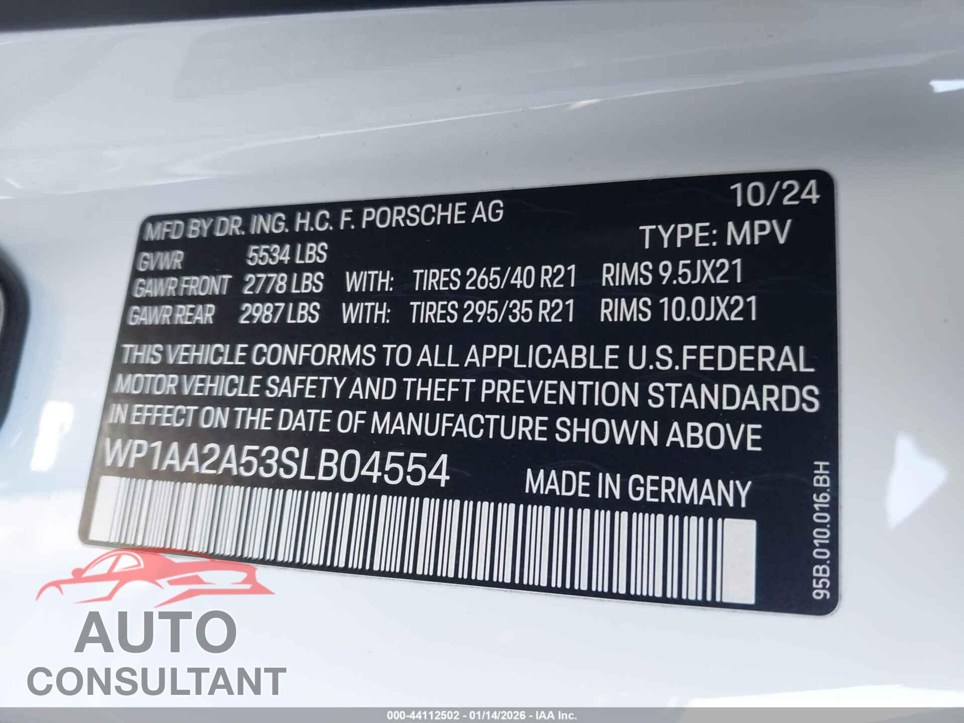 PORSCHE MACAN 2025 - WP1AA2A53SLB04554
