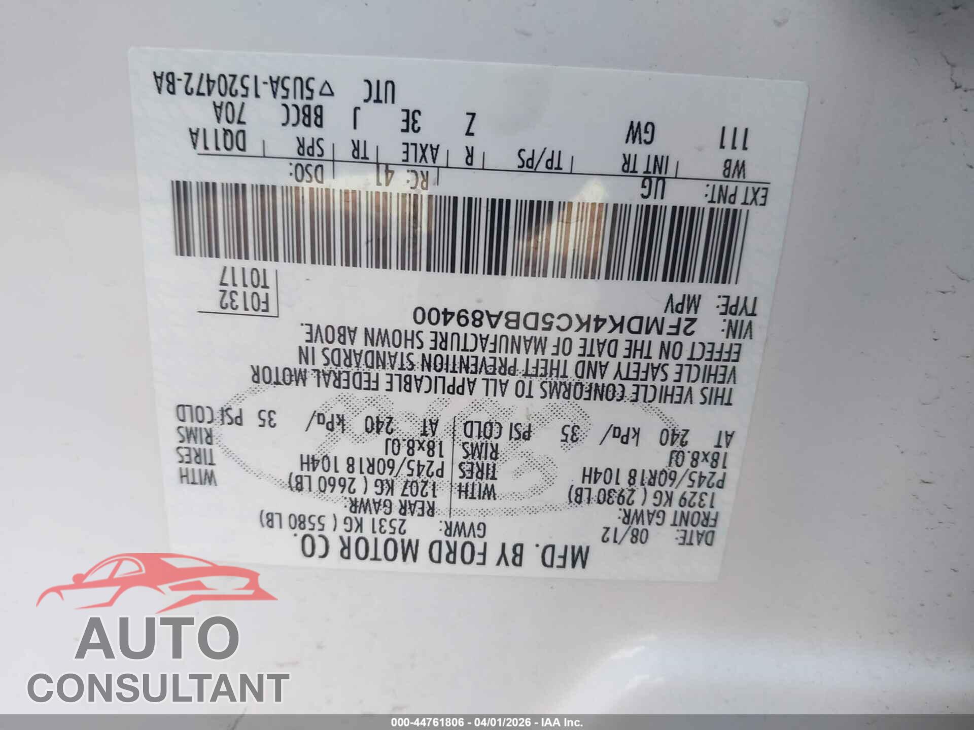 FORD EDGE 2013 - 2FMDK4KC5DBA89400