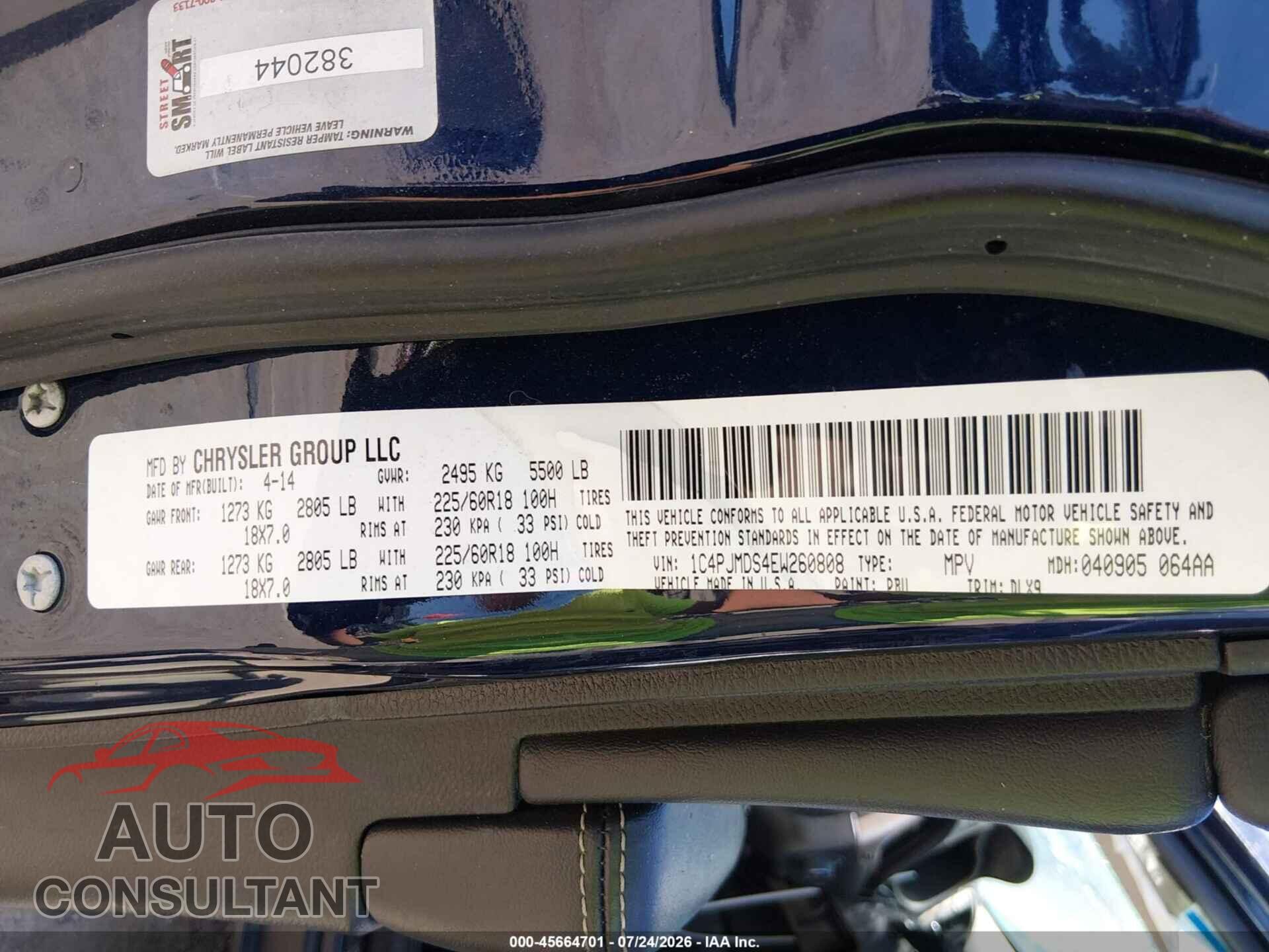 JEEP CHEROKEE 2014 - 1C4PJMDS4EW260808