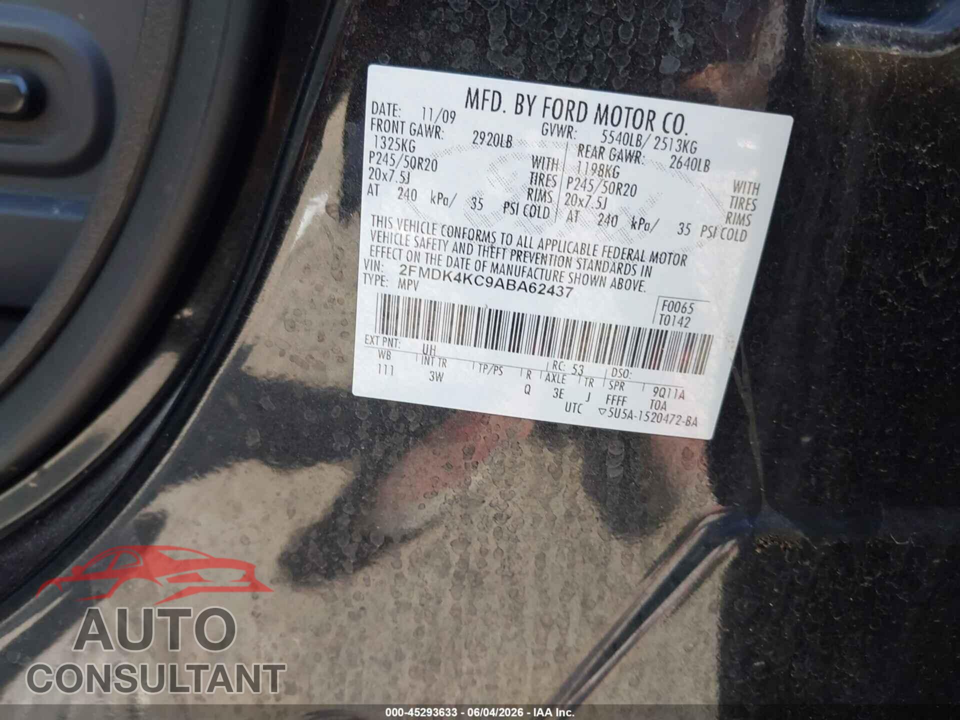 FORD EDGE 2010 - 2FMDK4KC9ABA62437