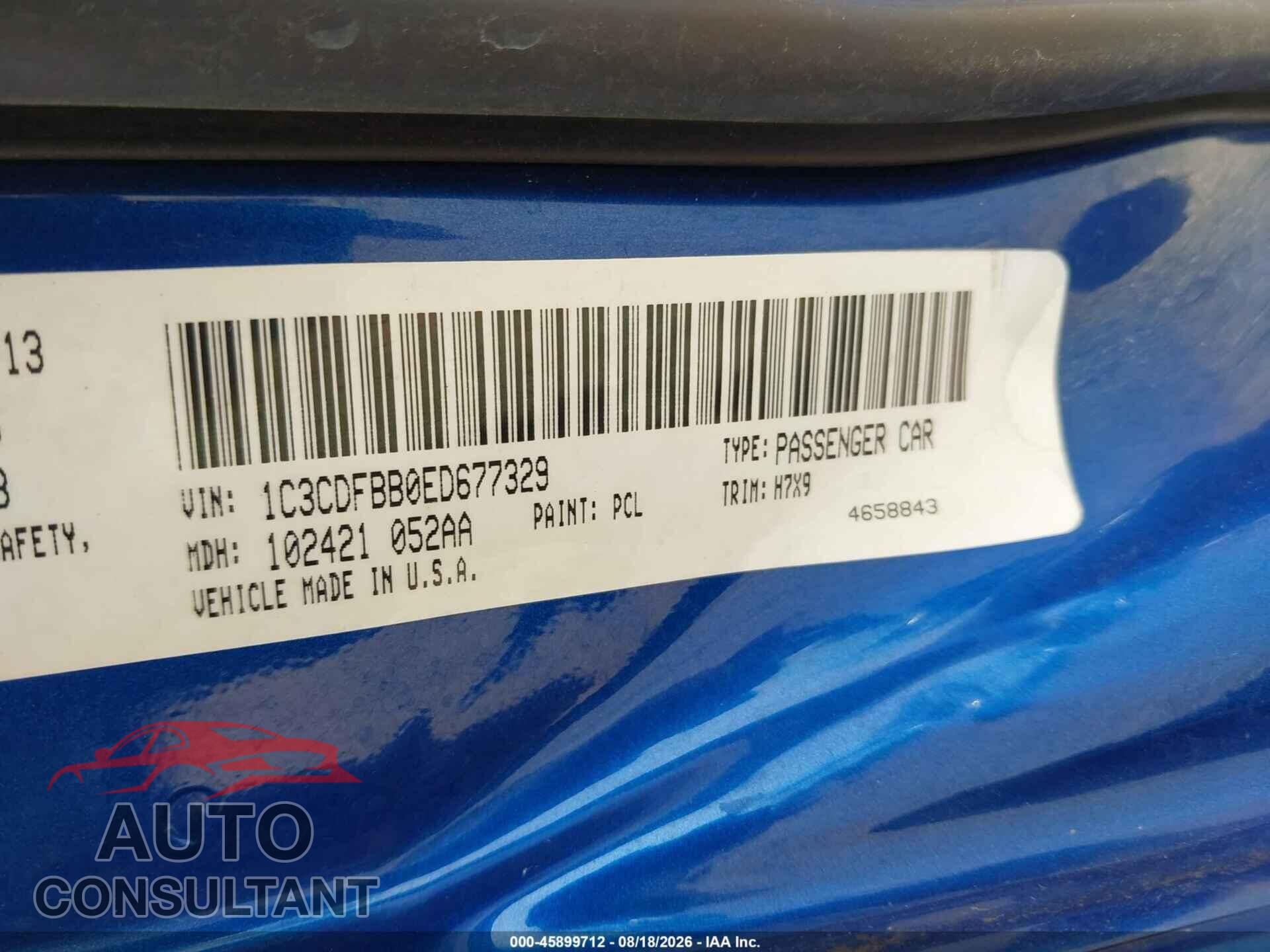 DODGE DART 2014 - 1C3CDFBB0ED677329