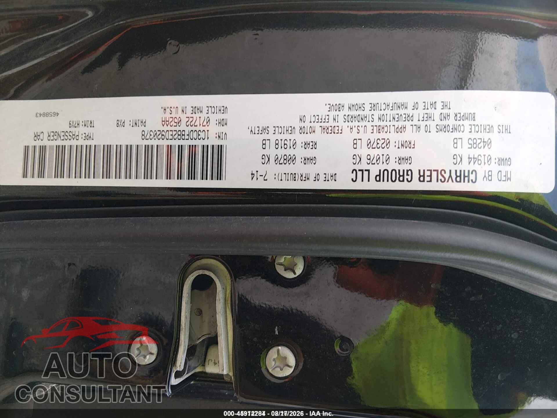 DODGE DART 2014 - 1C3CDFBB2ED920378