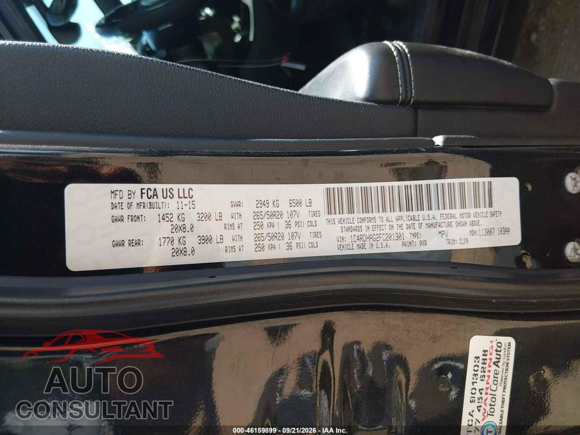 DODGE DURANGO 2015 - 1C4RDHAG2FC201301