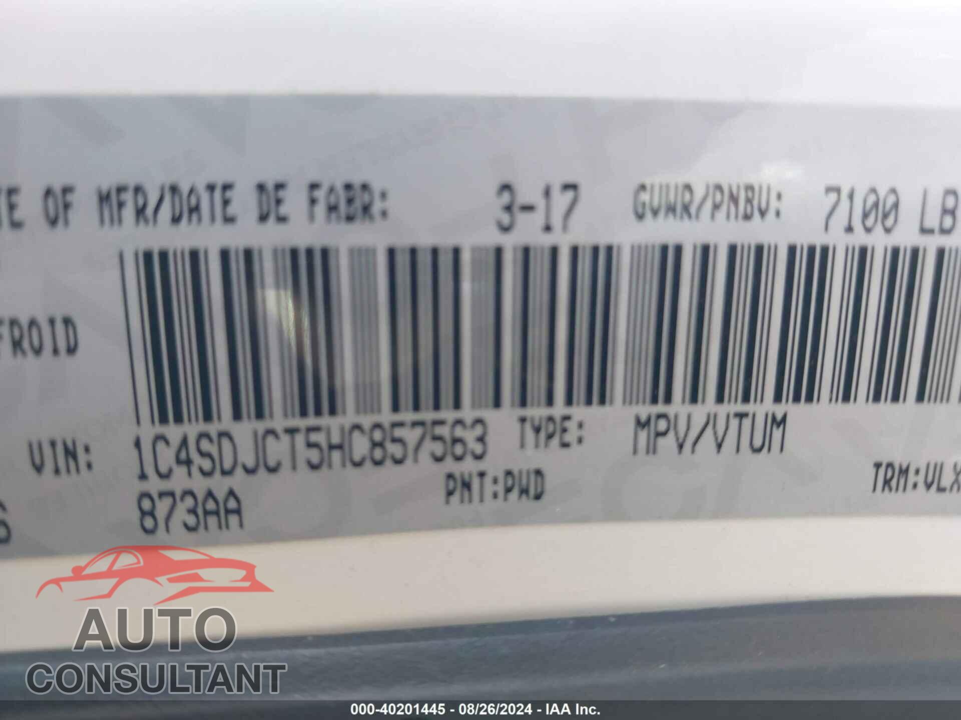 DODGE DURANGO 2017 - 1C4SDJCT5HC857563