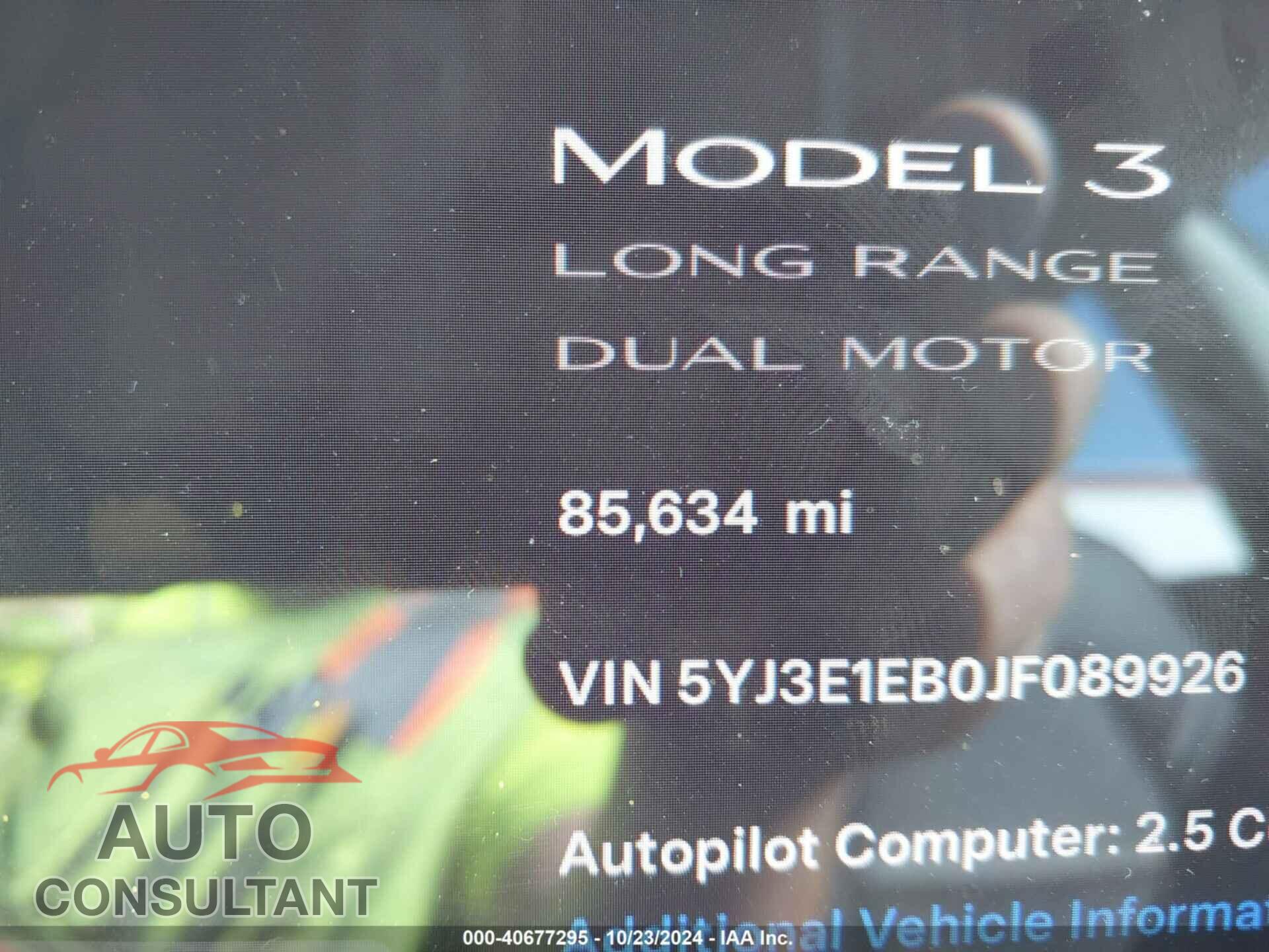 TESLA MODEL 3 2018 - 5YJ3E1EB0JF089926