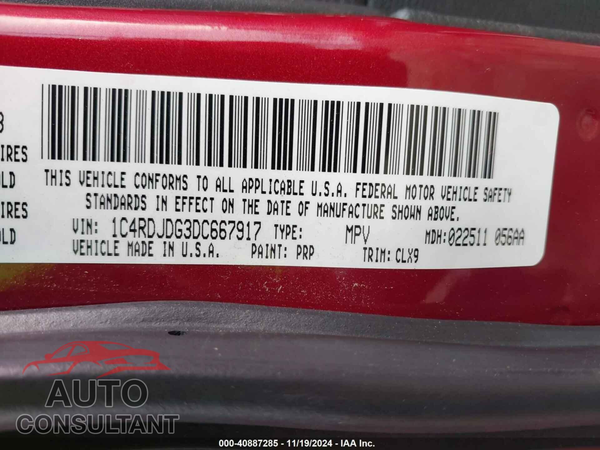DODGE DURANGO 2013 - 1C4RDJDG3DC667917