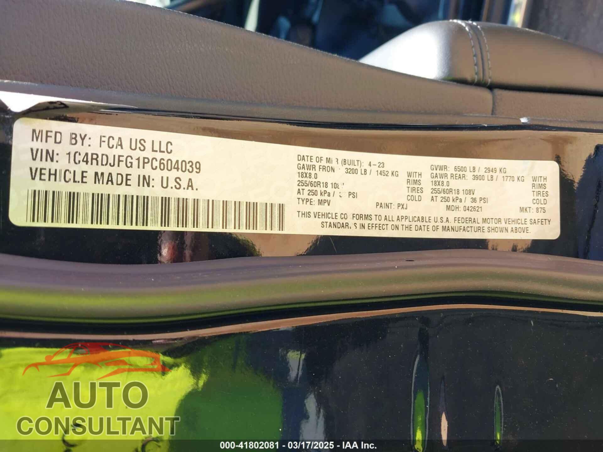 DODGE DURANGO 2023 - 1C4RDJFG1PC604039