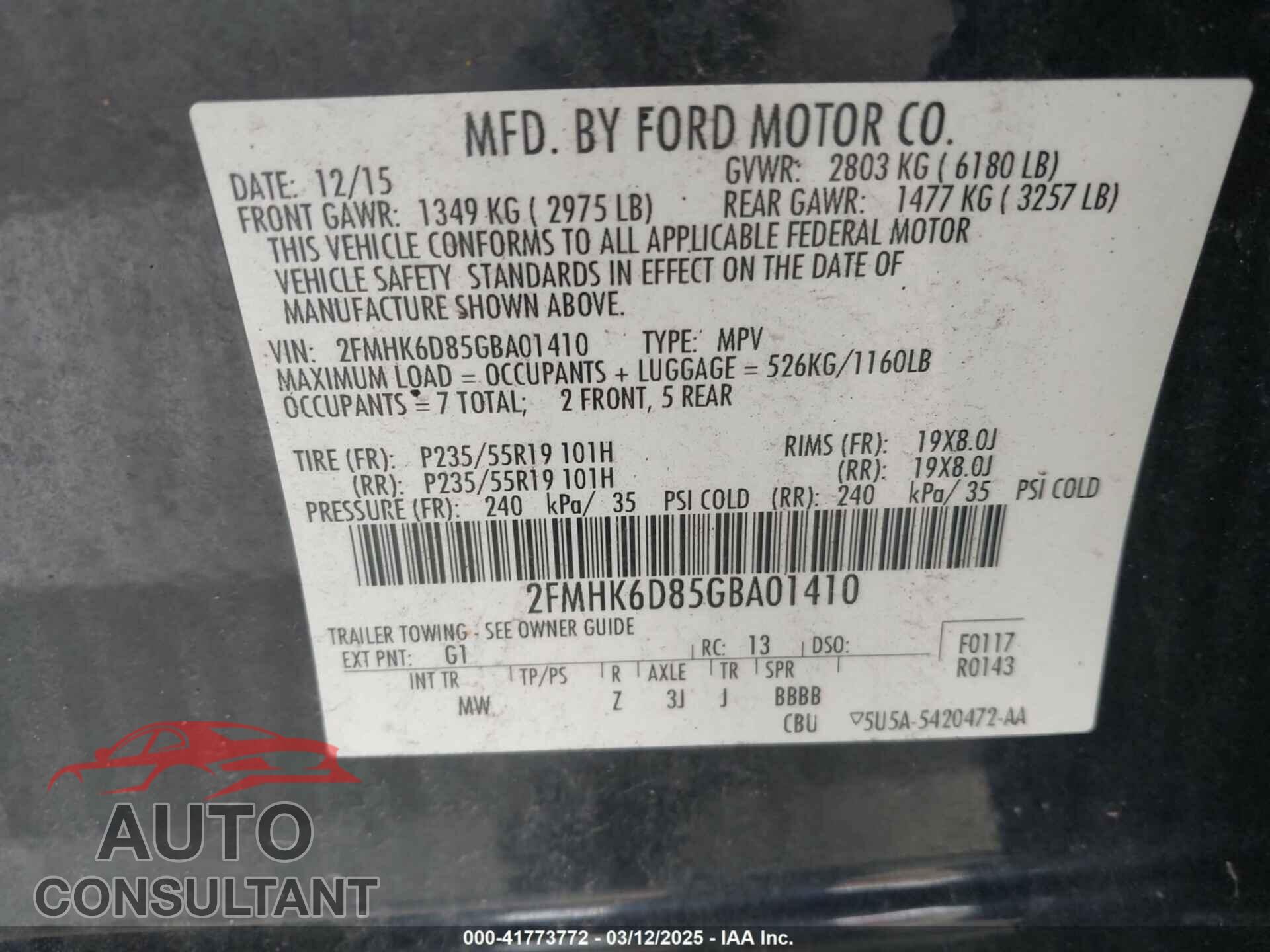 FORD FLEX 2016 - 2FMHK6D85GBA01410