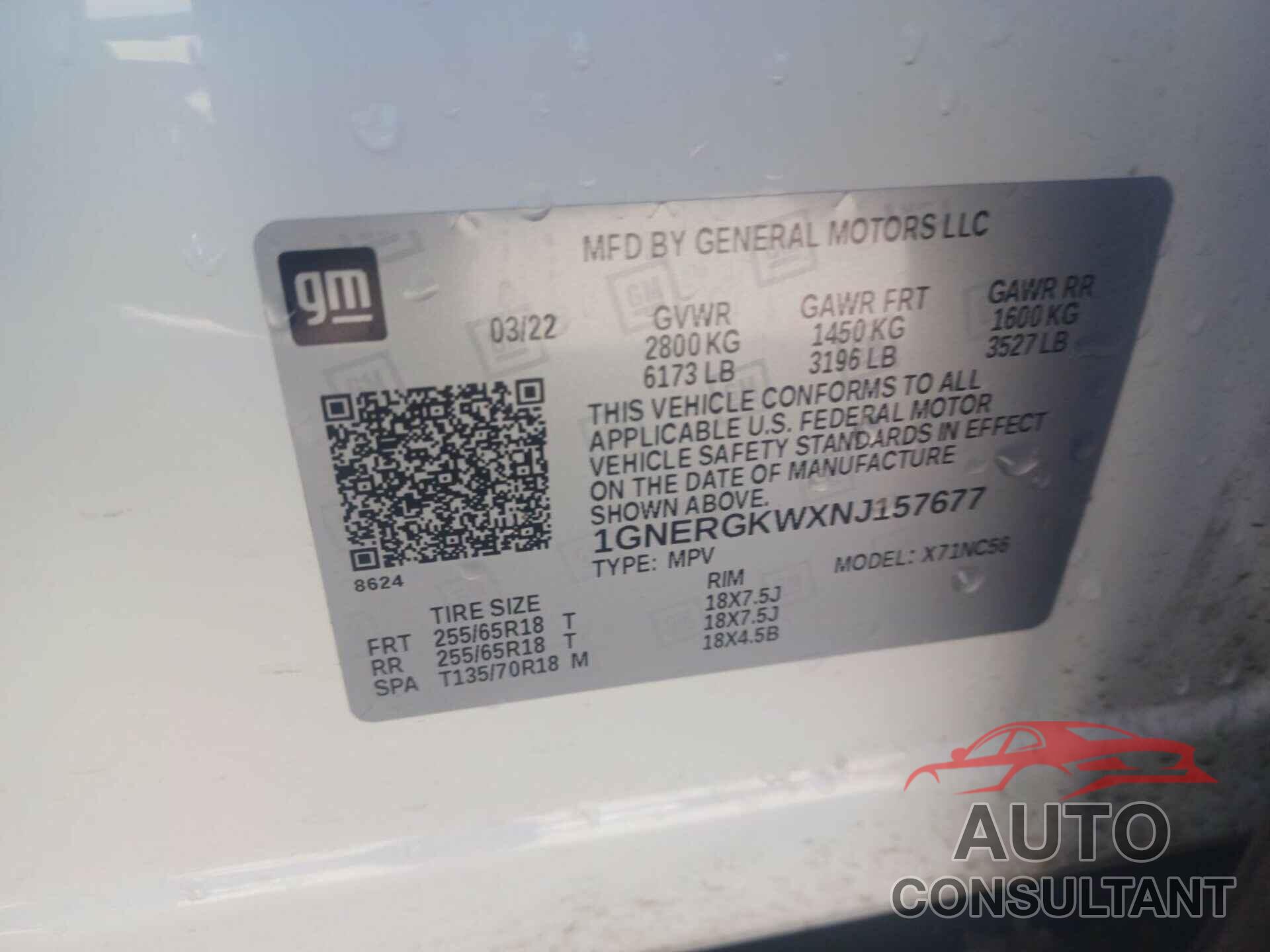 CHEVROLET TRAVERSE 2022 - 1GNERGKWXNJ157677
